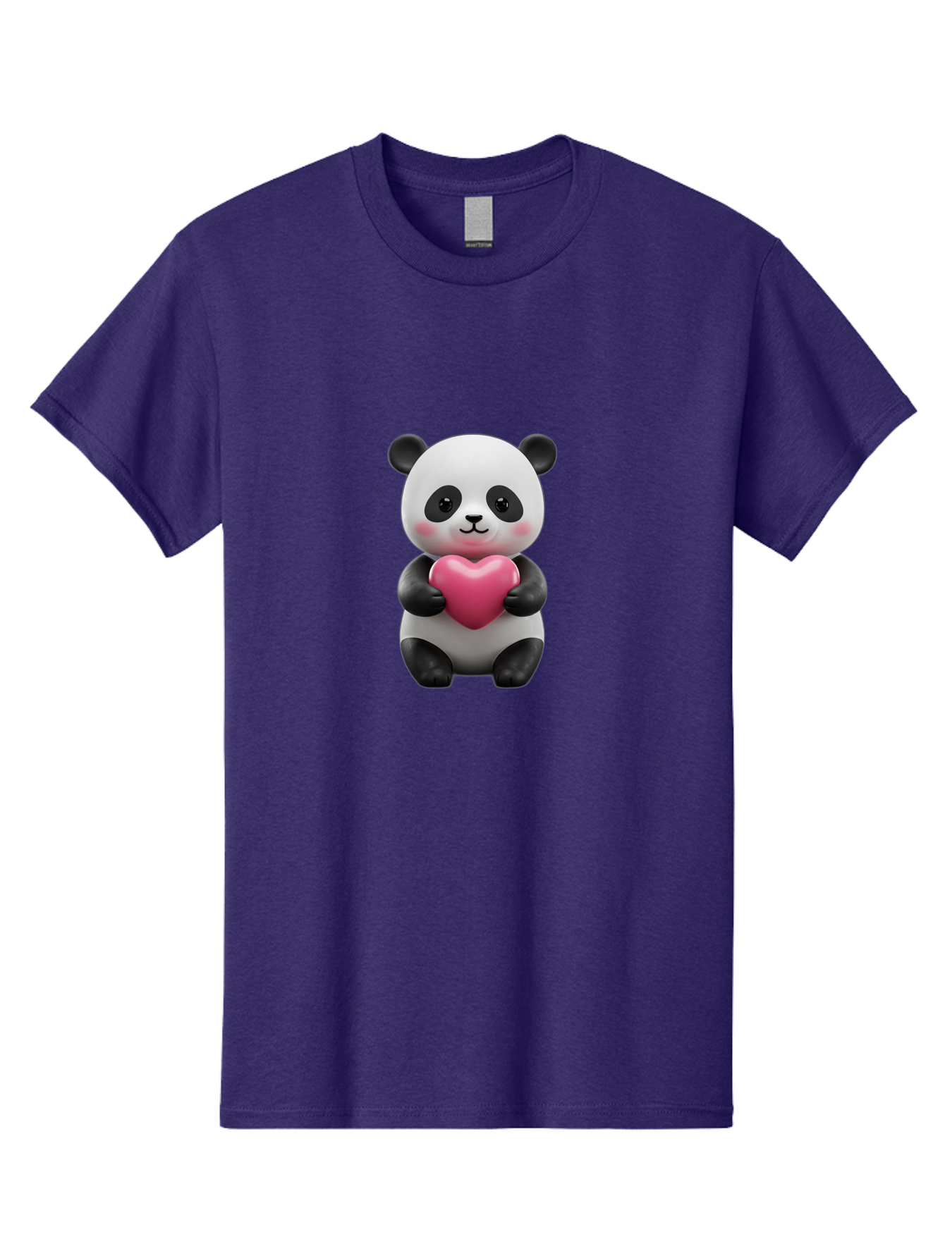 Panda-Holding-Heart-5 Men'S Graphic Tee, 100% Cotton, Comfortable Casual Summer Wear, Machine Washable, Cute Panda Bear, Adorable Cartoon Character, Pink Heart, Loving Gesture, Heartwarming Scene, Valentines Day, Love Symbol, Cartoon Graphics, Bae596
