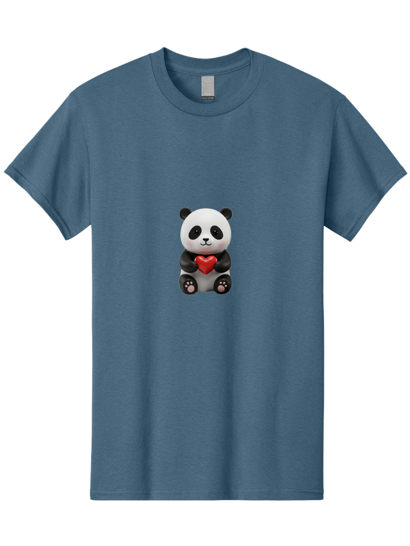 Panda-Holding-Heart-6 Men'S Graphic Tee, 100% Cotton, Comfortable Casual Summer Wear, Machine Washable, Panda Bear, Cartoon Character, Red Heart, Cute Animal, Adorable Creature, Love Symbol, Black And White Panda, 3D Illustration, Kawaii Art, Bae597