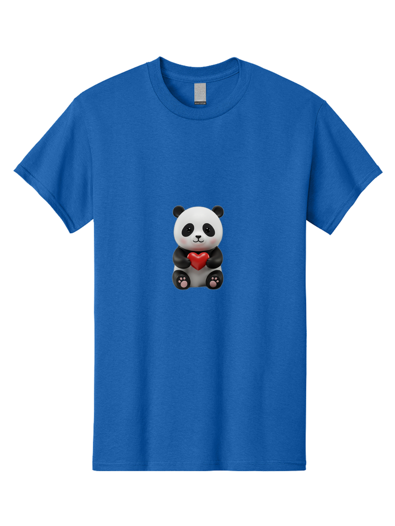 Panda-Holding-Heart-6 Men'S Graphic Tee, 100% Cotton, Comfortable Casual Summer Wear, Machine Washable, Panda Bear, Cartoon Character, Red Heart, Cute Animal, Adorable Creature, Love Symbol, Black And White Panda, 3D Illustration, Kawaii Art, Bae597