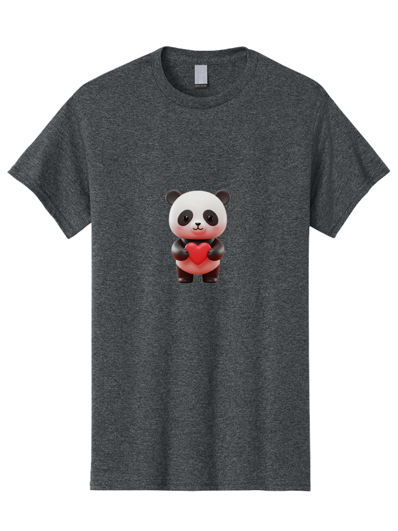 Panda-Holding-Heart-7 Men'S Graphic Tee, 100% Cotton, Comfortable Casual Summer Wear, Machine Washable, Cartoon Panda, Cute Bear, Red Heart, Love Symbol, Adorable Character, 3D Illustration, Kawaii Animal, Heartwarming Scene, Sweet Expression, Bae598