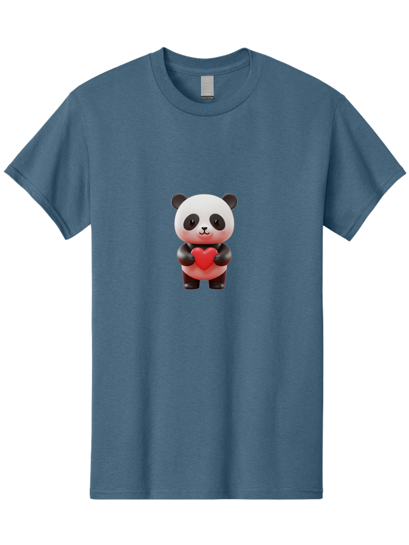 Panda-Holding-Heart-7 Men'S Graphic Tee, 100% Cotton, Comfortable Casual Summer Wear, Machine Washable, Cartoon Panda, Cute Bear, Red Heart, Love Symbol, Adorable Character, 3D Illustration, Kawaii Animal, Heartwarming Scene, Sweet Expression, Bae598