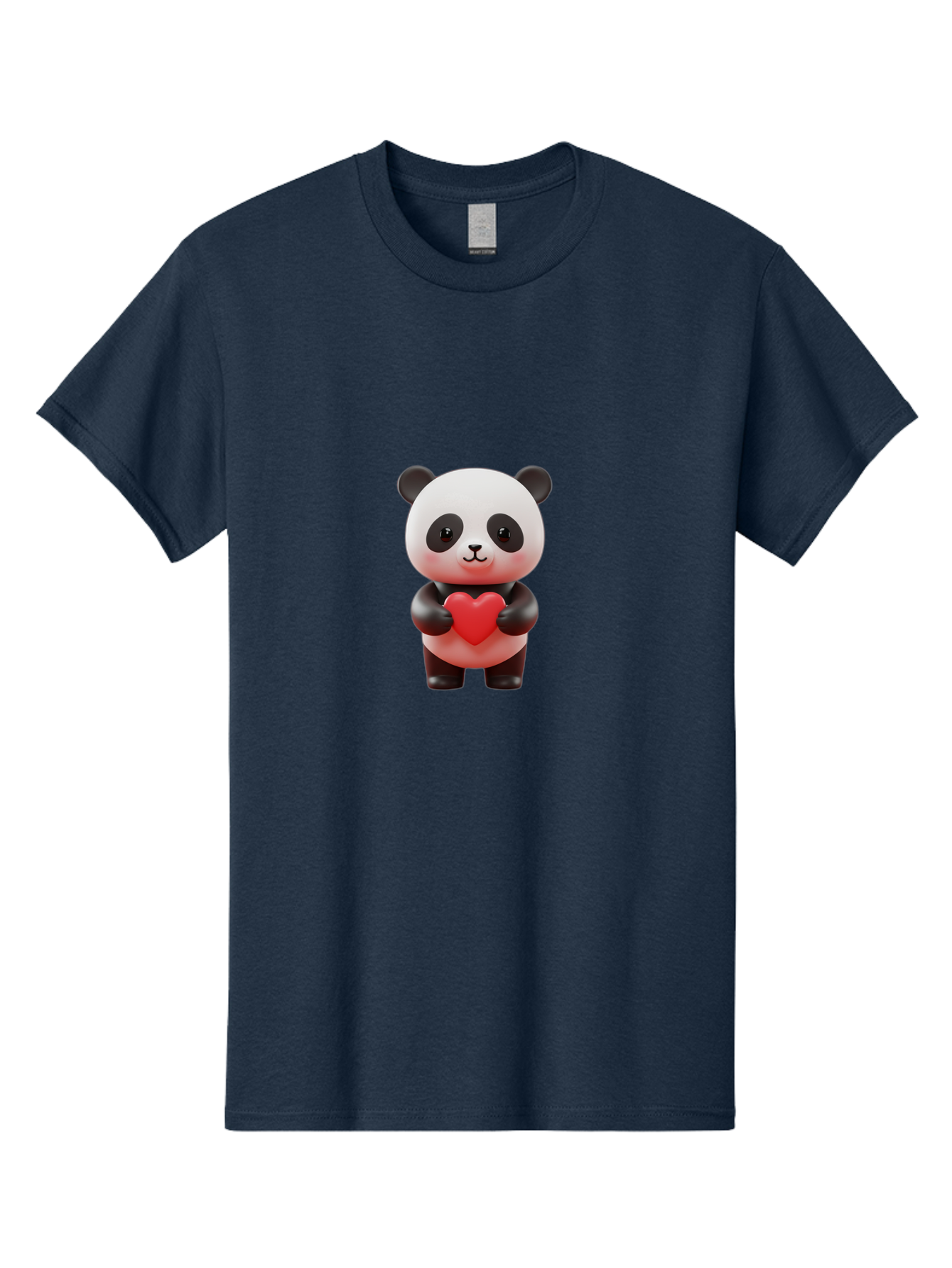 Panda-Holding-Heart-7 Men'S Graphic Tee, 100% Cotton, Comfortable Casual Summer Wear, Machine Washable, Cartoon Panda, Cute Bear, Red Heart, Love Symbol, Adorable Character, 3D Illustration, Kawaii Animal, Heartwarming Scene, Sweet Expression, Bae598