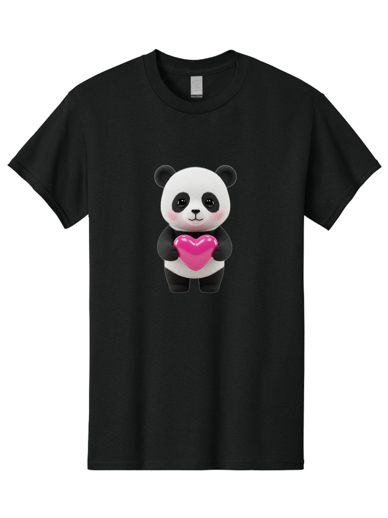 Panda-Holding-Heart Men'S Graphic Tee, 100% Cotton, Comfortable Casual Summer Wear, Machine Washable, Cute Panda, Adorable Cartoon Character, Pink Heart, Love Symbol, Endearing Expression, Plush Toy, Kawaii Animal, Heartwarming Scene, Bae599