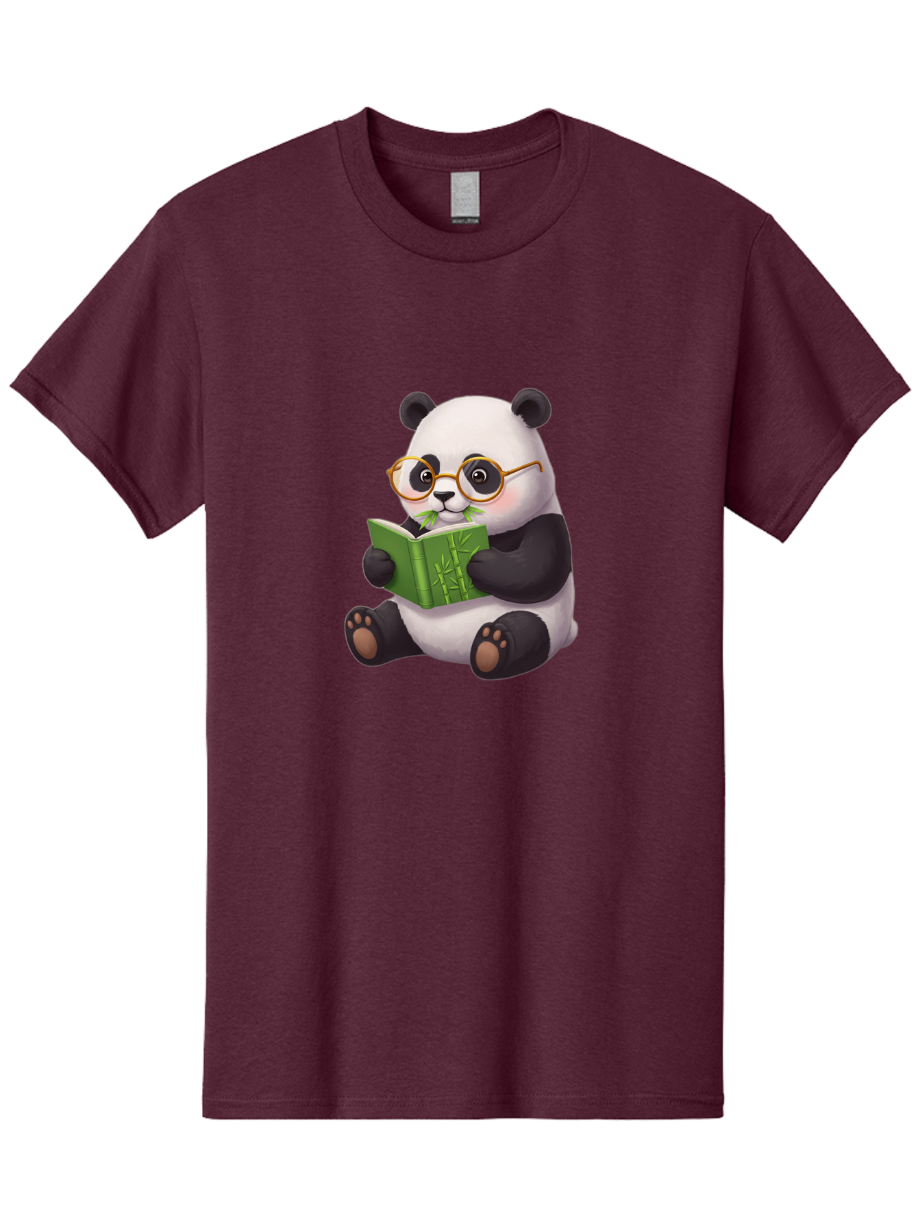 Panda-Reading Men'S Graphic Tee, 100% Cotton, Comfortable Casual Summer Wear, Machine Washable, Cartoon Panda, Reading A Book, Glasses, Cute Animal, Bamboo, Playful Illustration, Relaxed Atmosphere, Fun Character, Adorable Bae604