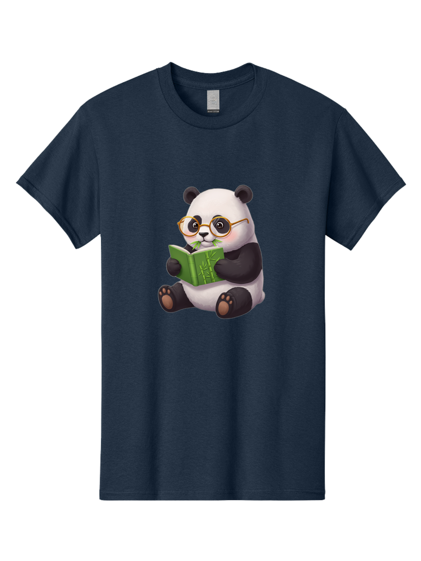 Panda-Reading Men'S Graphic Tee, 100% Cotton, Comfortable Casual Summer Wear, Machine Washable, Cartoon Panda, Reading A Book, Glasses, Cute Animal, Bamboo, Playful Illustration, Relaxed Atmosphere, Fun Character, Adorable Bae604