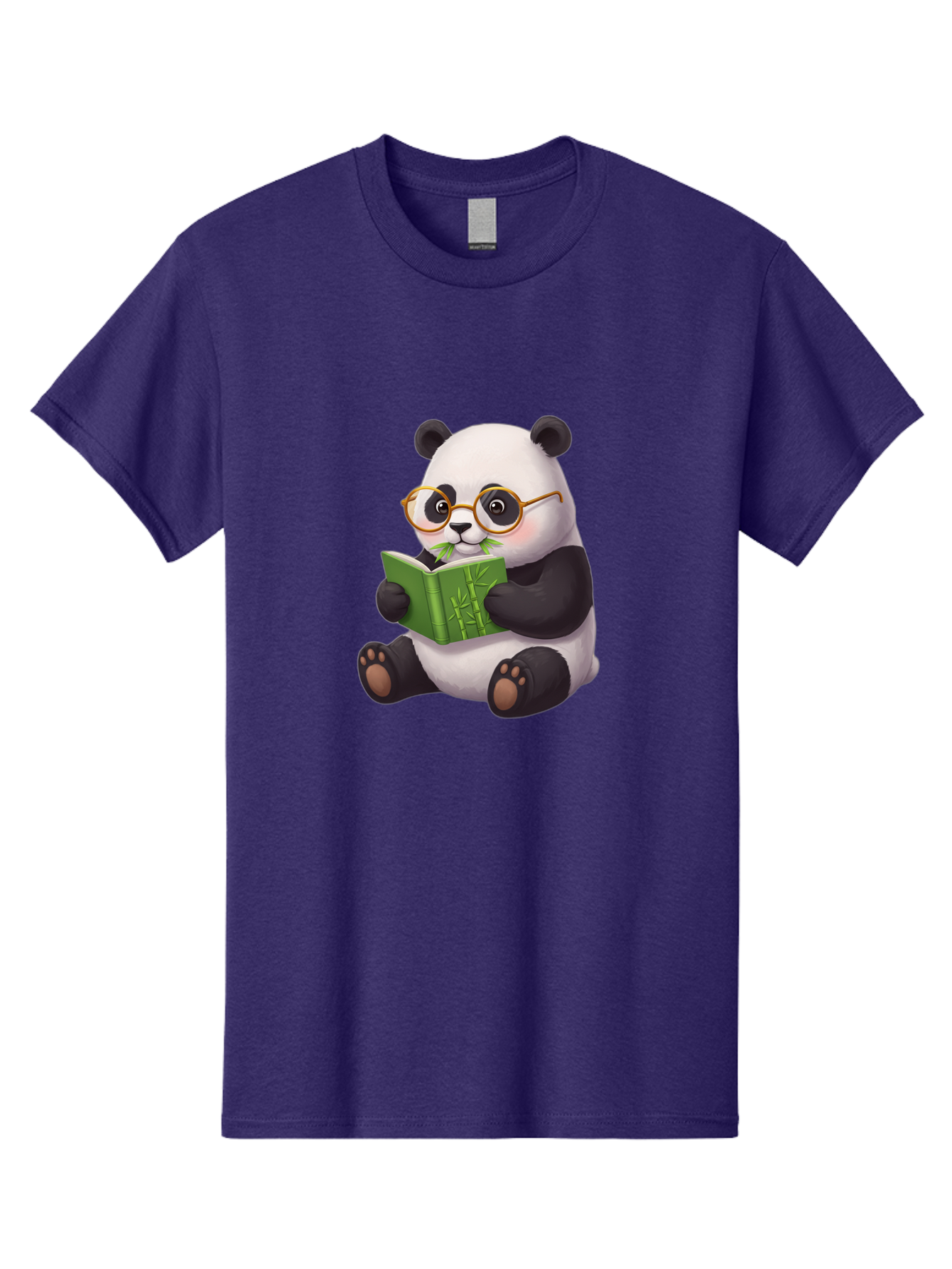 Panda-Reading Men'S Graphic Tee, 100% Cotton, Comfortable Casual Summer Wear, Machine Washable, Cartoon Panda, Reading A Book, Glasses, Cute Animal, Bamboo, Playful Illustration, Relaxed Atmosphere, Fun Character, Adorable Bae604
