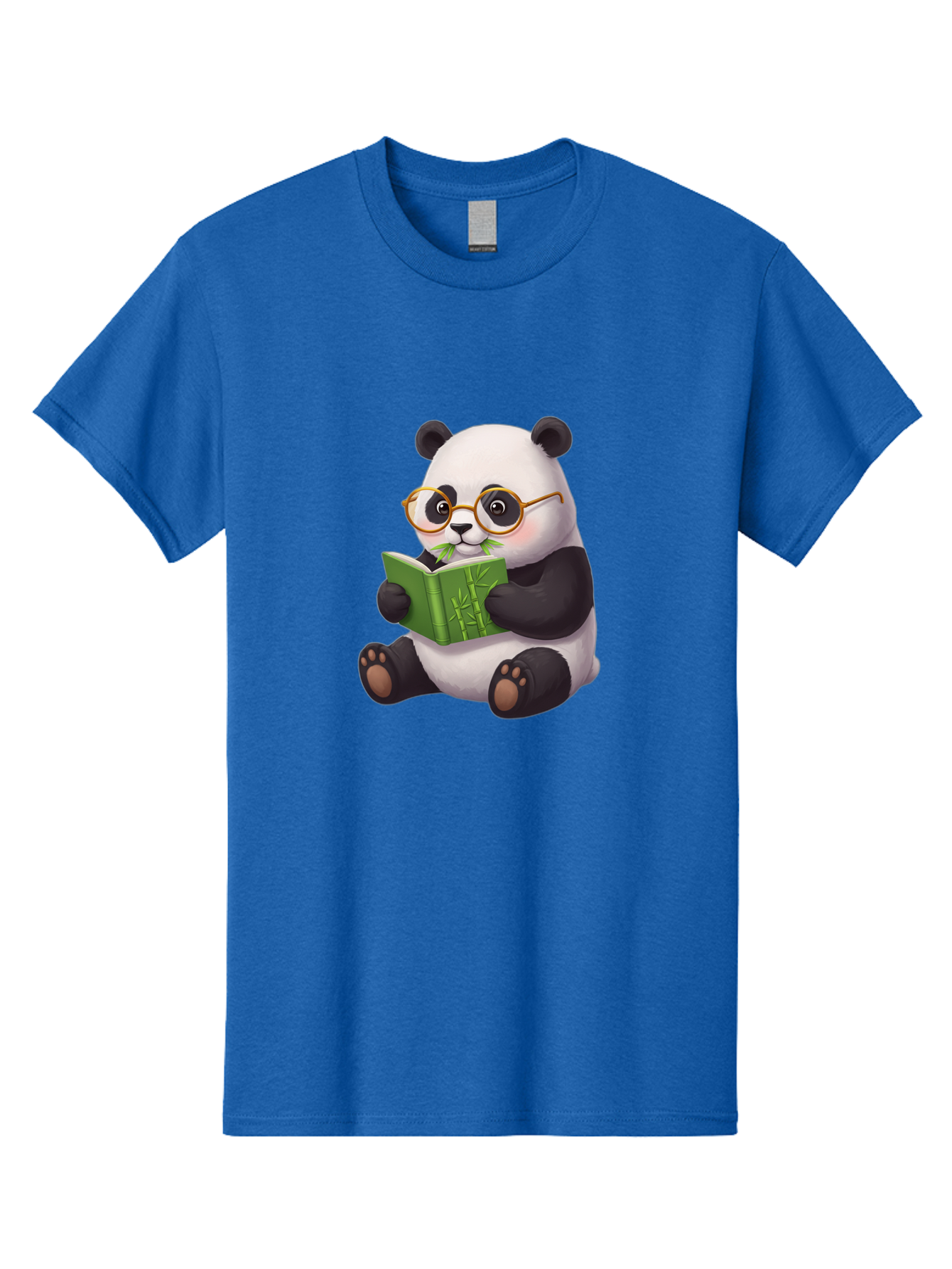Panda-Reading Men'S Graphic Tee, 100% Cotton, Comfortable Casual Summer Wear, Machine Washable, Cartoon Panda, Reading A Book, Glasses, Cute Animal, Bamboo, Playful Illustration, Relaxed Atmosphere, Fun Character, Adorable Bae604