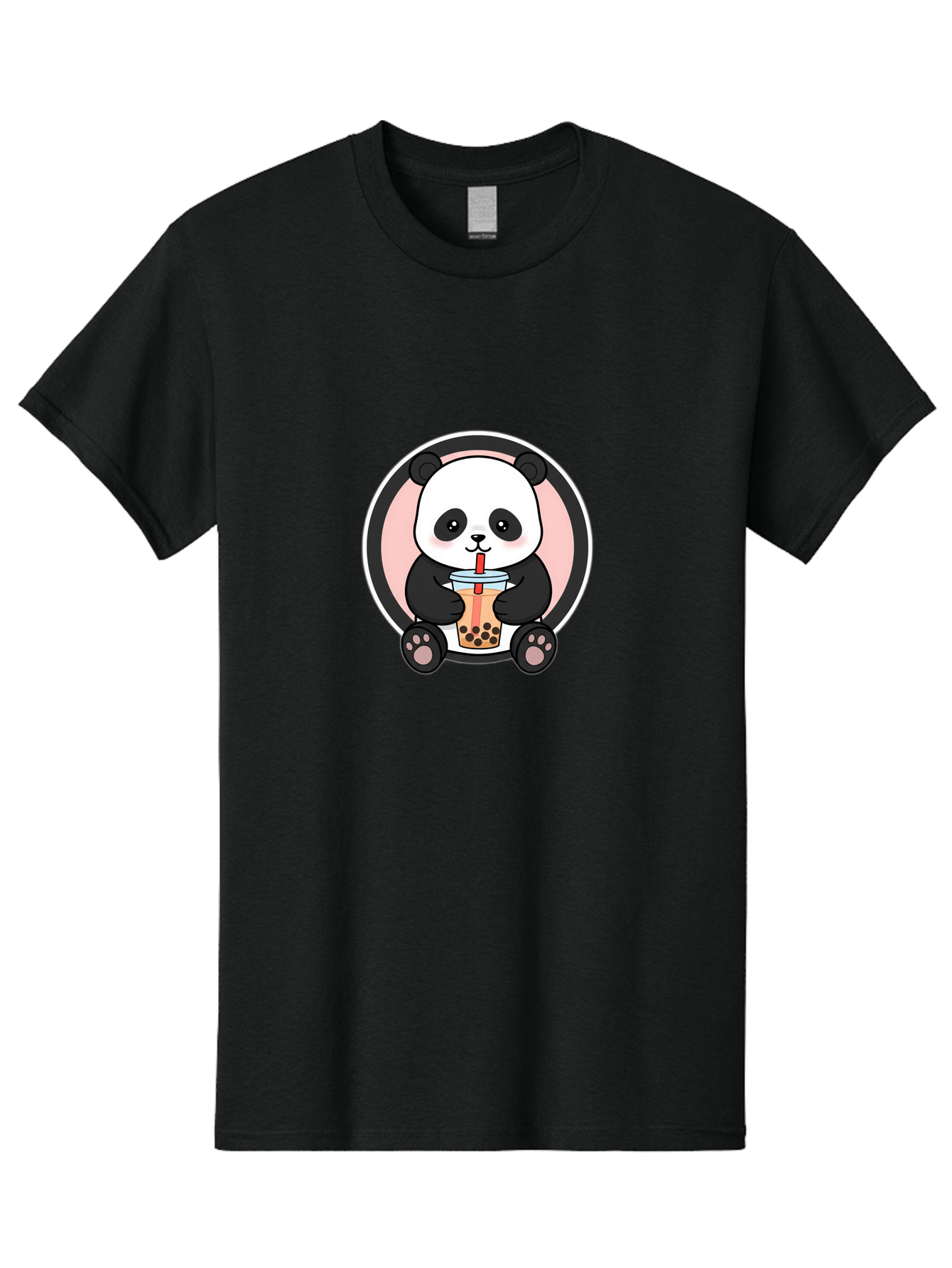 Panda-Sipping-Bubble-Tea Men'S Graphic Tee, 100% Cotton, Comfortable Casual Summer Wear, Machine Washable, Cartoon Panda, Dj Headphones, Bubble Tea, Milk Tea, Boba Drink, Kawaii Character, Cute Animal, Fun Design, Playful Illustration, Bae605