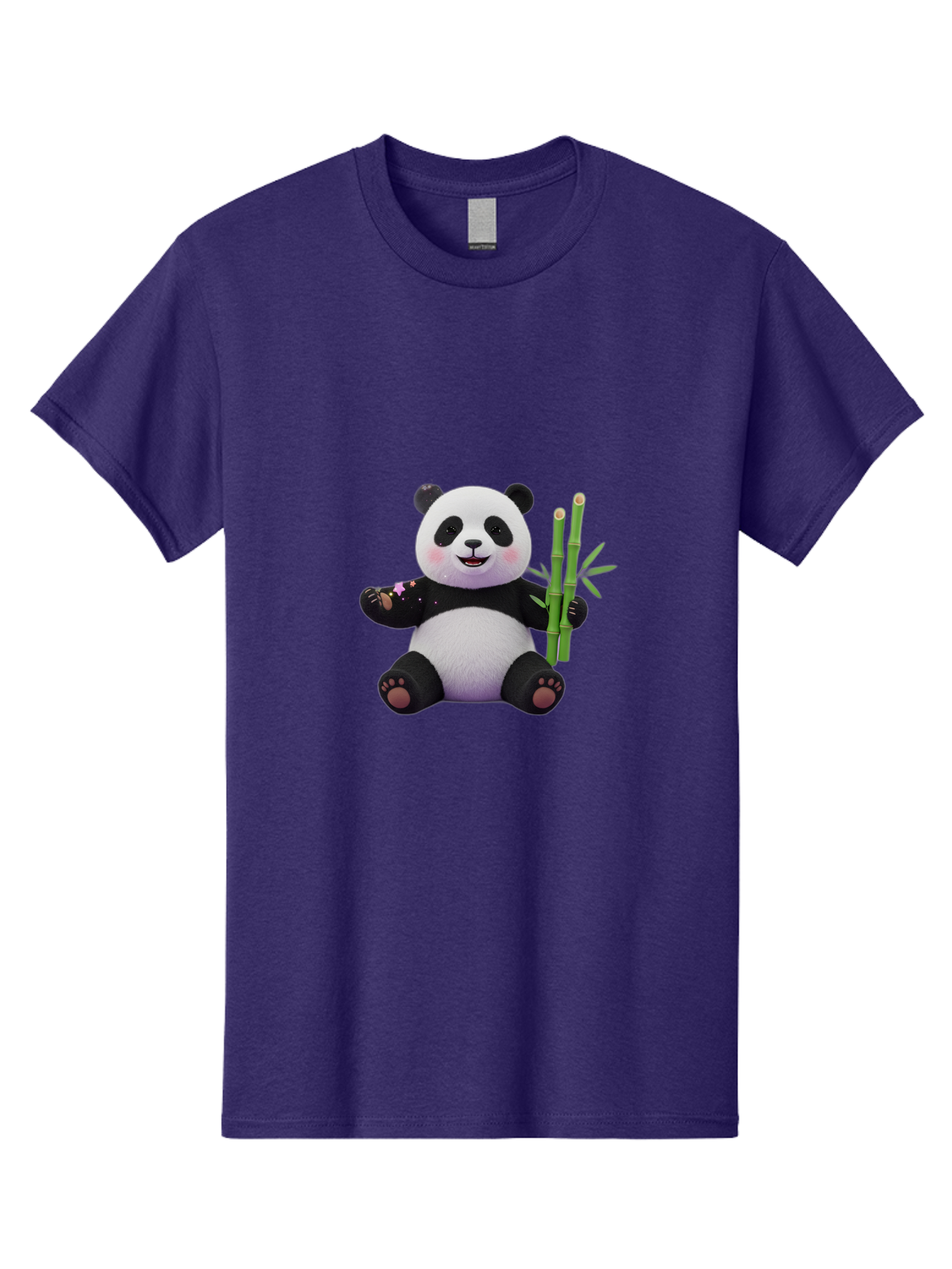 Panda-With-Bamboo-1 Men'S Graphic Tee, 100% Cotton, Comfortable Casual Summer Wear, Machine Washable, Cartoon Panda, Adorable Bear, Black And White Fur, Cute Expression, Bamboo Shoots, Sushi Roll, Funny Character, Playful Design, Kawaii Style Bae606