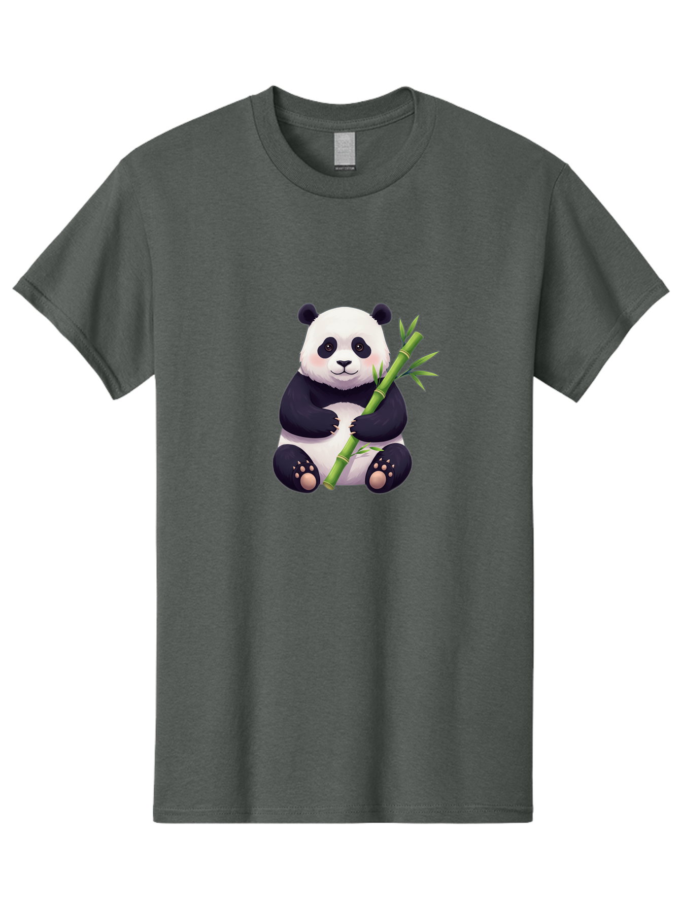 Panda-With-Bamboo Men'S Graphic Tee, 100% Cotton, Comfortable Casual Summer Wear, Machine Washable, Cartoon Panda, Giant Panda, Bamboo, Cute Animal, Black And White Fur, Adorable, Charming, Animal Lover, Wildlife, Conservation Bae607
