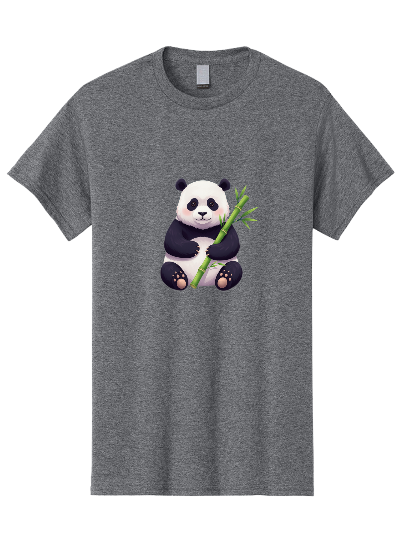 Panda-With-Bamboo Men'S Graphic Tee, 100% Cotton, Comfortable Casual Summer Wear, Machine Washable, Cartoon Panda, Giant Panda, Bamboo, Cute Animal, Black And White Fur, Adorable, Charming, Animal Lover, Wildlife, Conservation Bae607