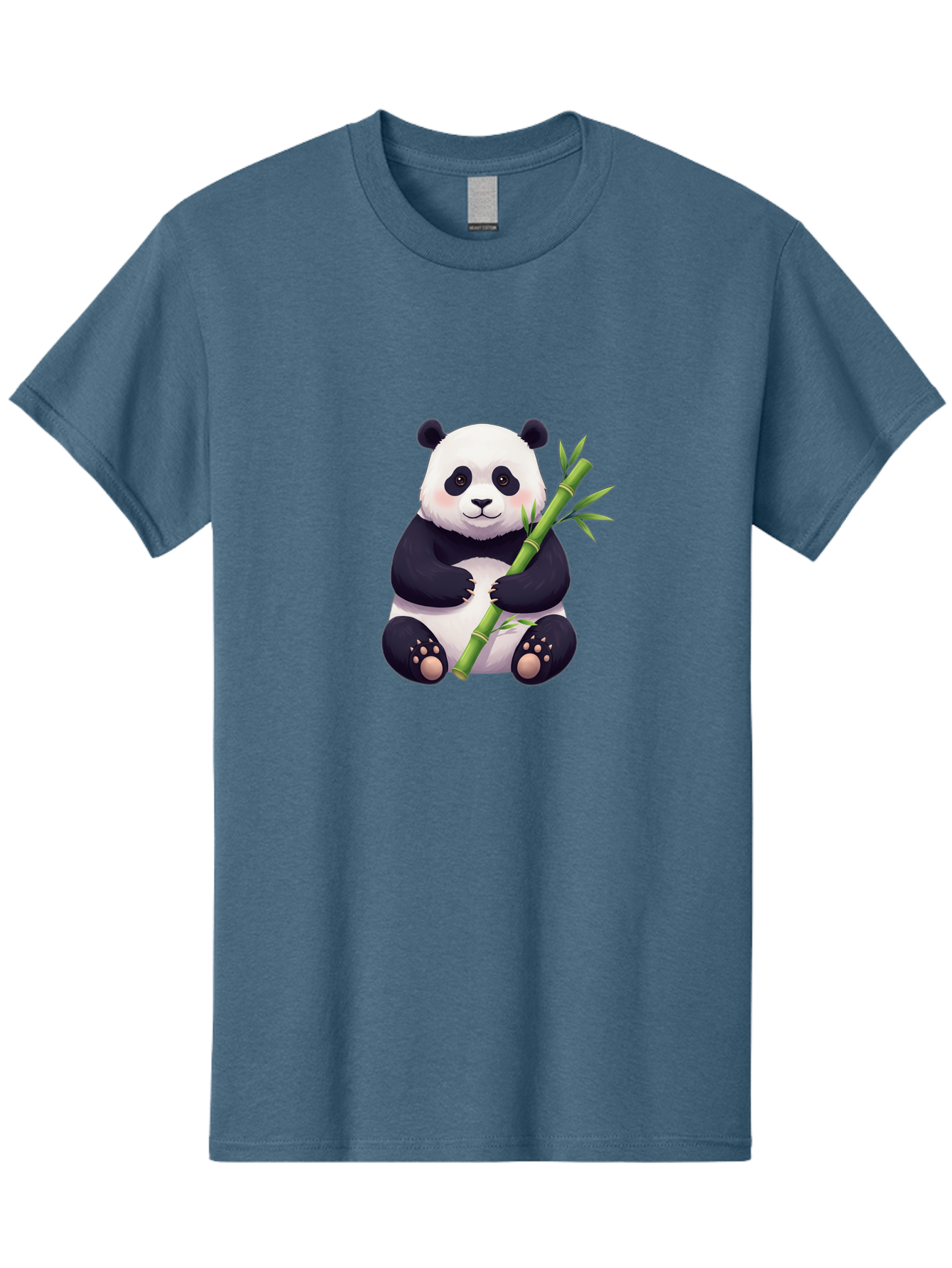 Panda-With-Bamboo Men'S Graphic Tee, 100% Cotton, Comfortable Casual Summer Wear, Machine Washable, Cartoon Panda, Giant Panda, Bamboo, Cute Animal, Black And White Fur, Adorable, Charming, Animal Lover, Wildlife, Conservation Bae607