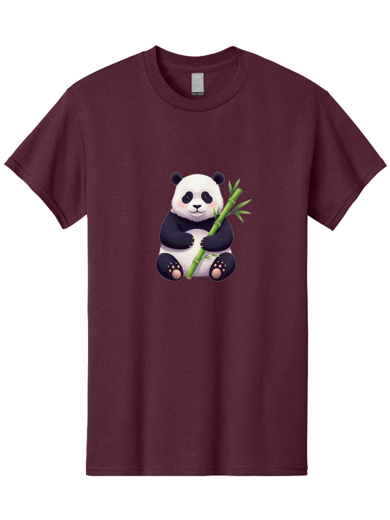 Panda-With-Bamboo Men'S Graphic Tee, 100% Cotton, Comfortable Casual Summer Wear, Machine Washable, Cartoon Panda, Giant Panda, Bamboo, Cute Animal, Black And White Fur, Adorable, Charming, Animal Lover, Wildlife, Conservation Bae607