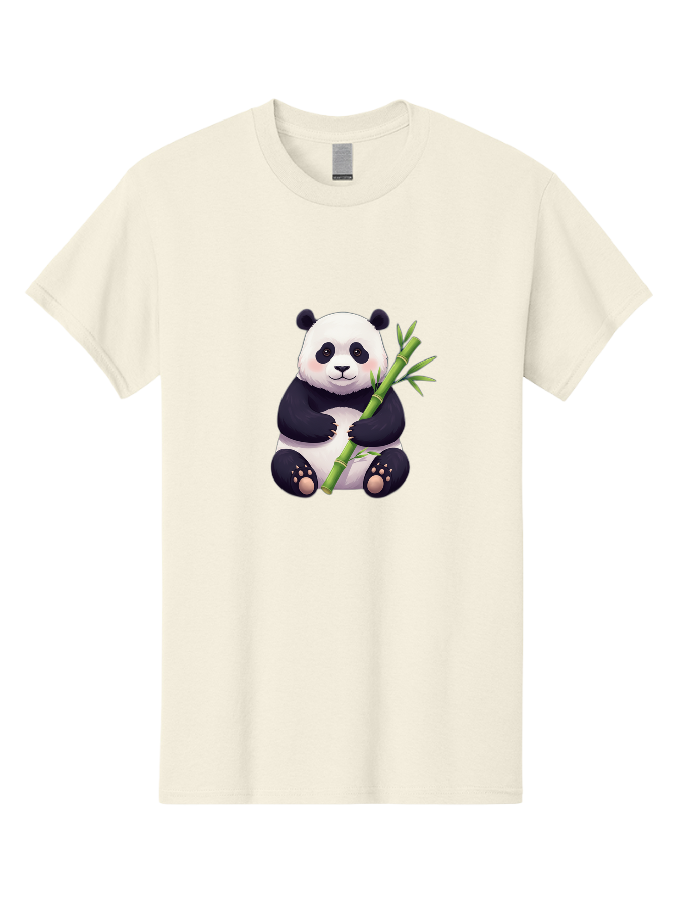 Panda-With-Bamboo Men'S Graphic Tee, 100% Cotton, Comfortable Casual Summer Wear, Machine Washable, Cartoon Panda, Giant Panda, Bamboo, Cute Animal, Black And White Fur, Adorable, Charming, Animal Lover, Wildlife, Conservation Bae607
