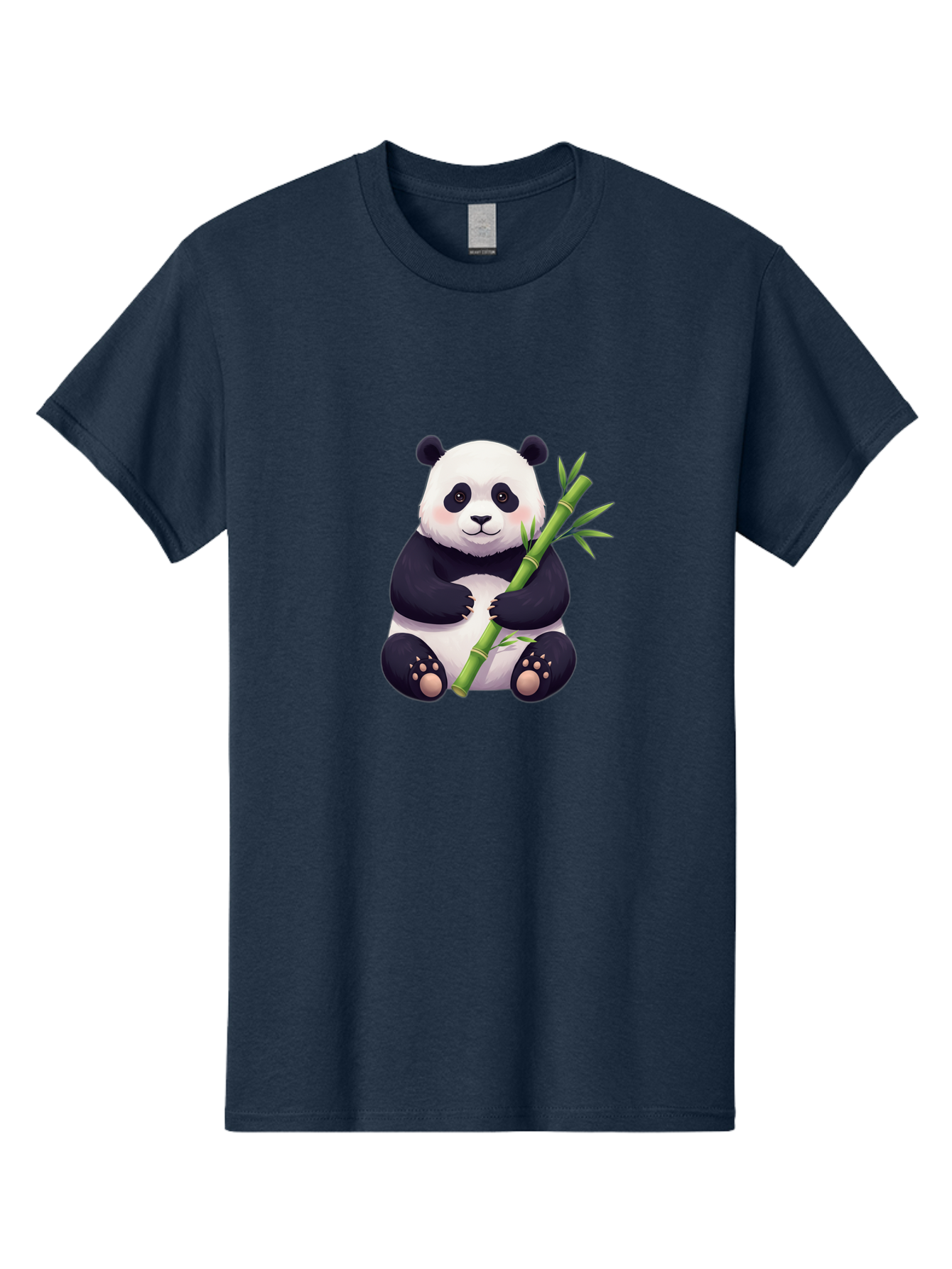Panda-With-Bamboo Men'S Graphic Tee, 100% Cotton, Comfortable Casual Summer Wear, Machine Washable, Cartoon Panda, Giant Panda, Bamboo, Cute Animal, Black And White Fur, Adorable, Charming, Animal Lover, Wildlife, Conservation Bae607