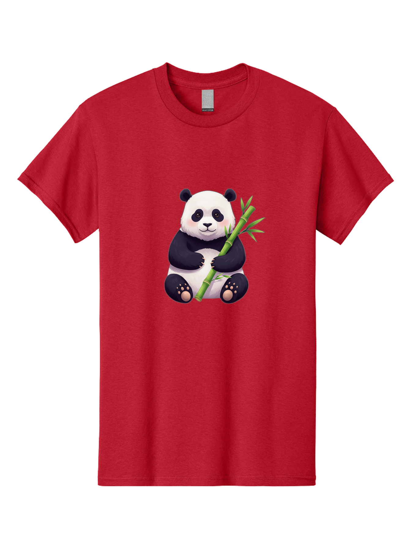 Panda-With-Bamboo Men'S Graphic Tee, 100% Cotton, Comfortable Casual Summer Wear, Machine Washable, Cartoon Panda, Giant Panda, Bamboo, Cute Animal, Black And White Fur, Adorable, Charming, Animal Lover, Wildlife, Conservation Bae607