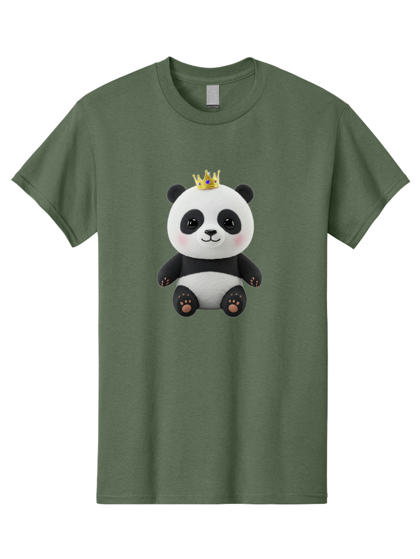 Panda-With-Crown-1 Men'S Graphic Tee, 100% Cotton, Comfortable Casual Summer Wear, Machine Washable, Cute Panda Bear, Plush Toy, Crown On Head, Adorable Face, Soft Toy, Black And White Panda, Crown Jewel, Royal Treatment, Baby Panda, Bae608