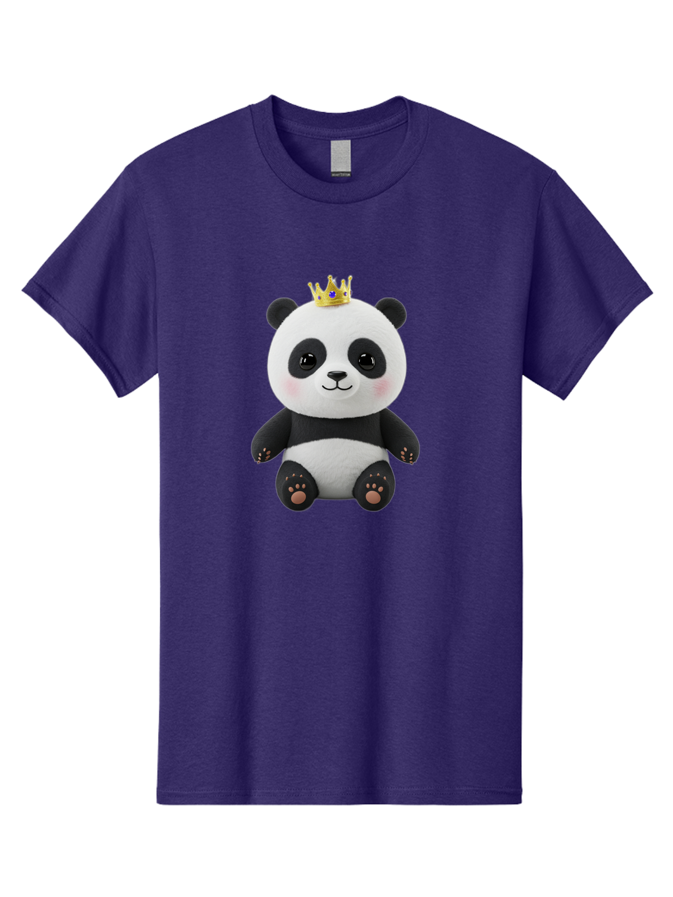Panda-With-Crown-1 Men'S Graphic Tee, 100% Cotton, Comfortable Casual Summer Wear, Machine Washable, Cute Panda Bear, Plush Toy, Crown On Head, Adorable Face, Soft Toy, Black And White Panda, Crown Jewel, Royal Treatment, Baby Panda, Bae608