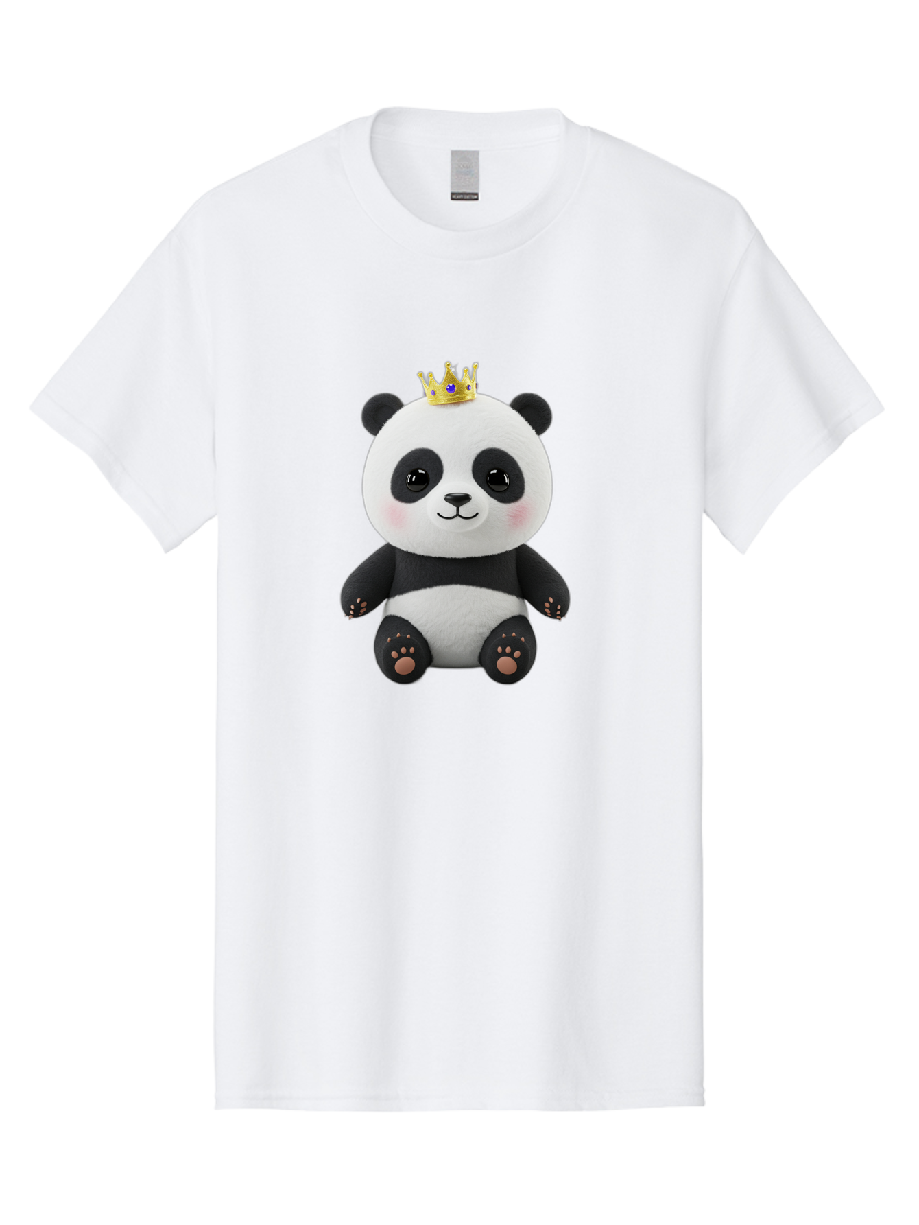 Panda-With-Crown-1 Men'S Graphic Tee, 100% Cotton, Comfortable Casual Summer Wear, Machine Washable, Cute Panda Bear, Plush Toy, Crown On Head, Adorable Face, Soft Toy, Black And White Panda, Crown Jewel, Royal Treatment, Baby Panda, Bae608