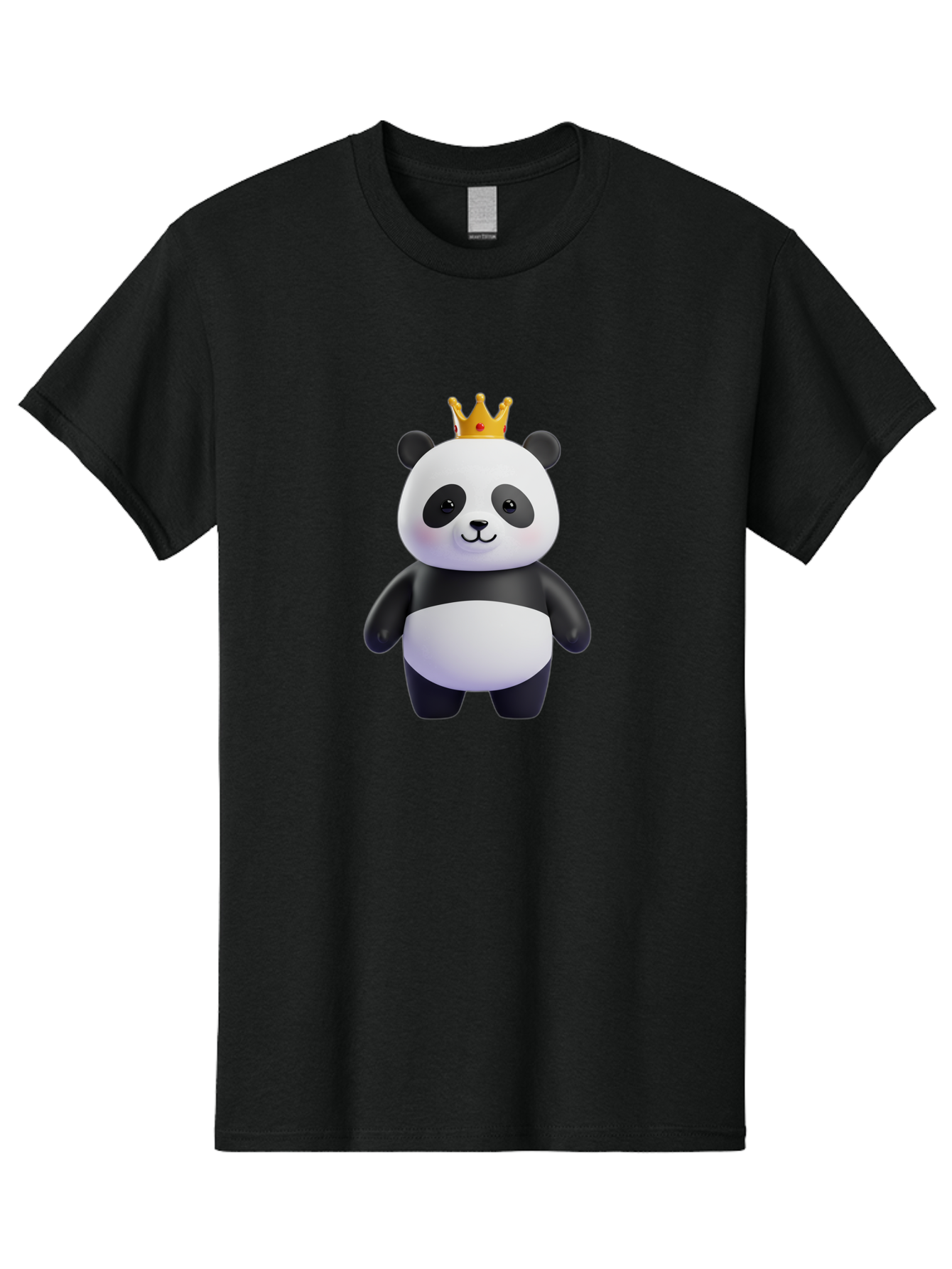 Panda-With-Crown-3 Men'S Graphic Tee, 100% Cotton, Comfortable Casual Summer Wear, Machine Washable, Cartoon Panda Bear, Cute Illustration, Panda With Crown, Golden Crown, Kawaii Character, Adorable Animal, Black And White Panda, Funny Panda, Bae610