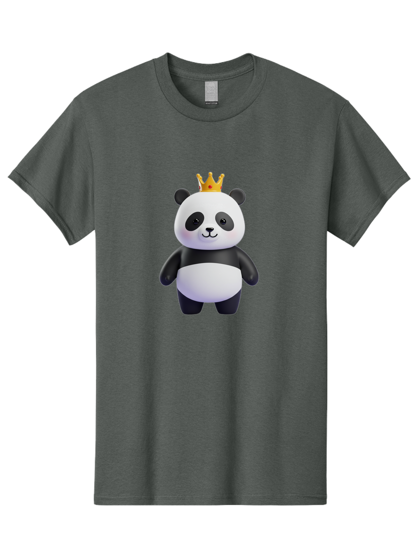 Panda-With-Crown-3 Men'S Graphic Tee, 100% Cotton, Comfortable Casual Summer Wear, Machine Washable, Cartoon Panda Bear, Cute Illustration, Panda With Crown, Golden Crown, Kawaii Character, Adorable Animal, Black And White Panda, Funny Panda, Bae610