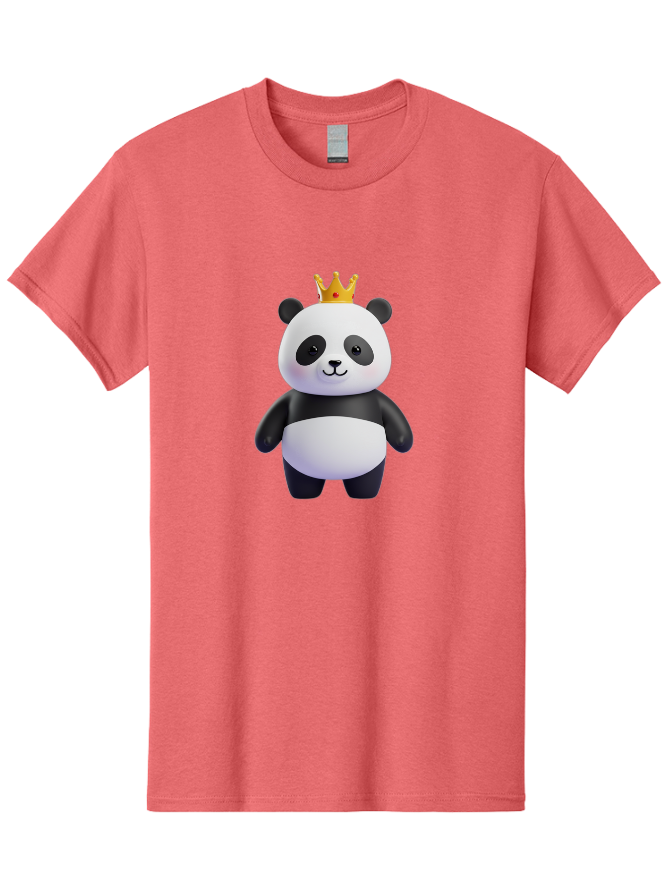 Panda-With-Crown-3 Men'S Graphic Tee, 100% Cotton, Comfortable Casual Summer Wear, Machine Washable, Cartoon Panda Bear, Cute Illustration, Panda With Crown, Golden Crown, Kawaii Character, Adorable Animal, Black And White Panda, Funny Panda, Bae610