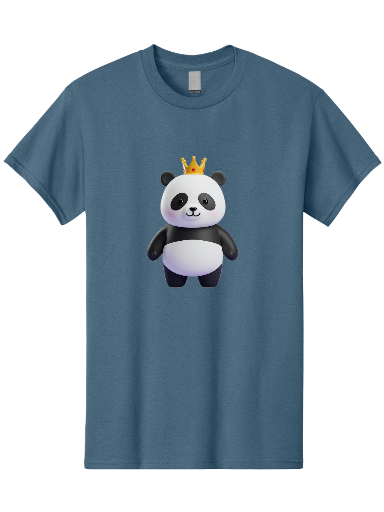 Panda-With-Crown-3 Men'S Graphic Tee, 100% Cotton, Comfortable Casual Summer Wear, Machine Washable, Cartoon Panda Bear, Cute Illustration, Panda With Crown, Golden Crown, Kawaii Character, Adorable Animal, Black And White Panda, Funny Panda, Bae610