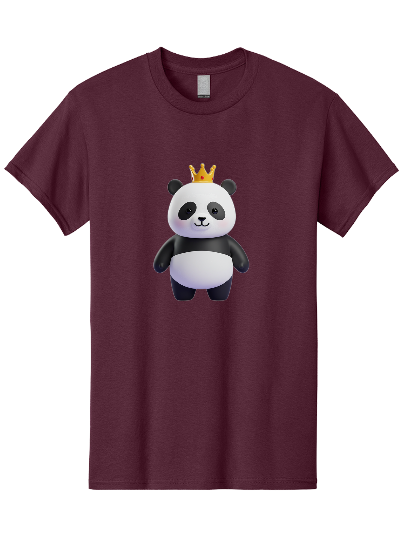 Panda-With-Crown-3 Men'S Graphic Tee, 100% Cotton, Comfortable Casual Summer Wear, Machine Washable, Cartoon Panda Bear, Cute Illustration, Panda With Crown, Golden Crown, Kawaii Character, Adorable Animal, Black And White Panda, Funny Panda, Bae610