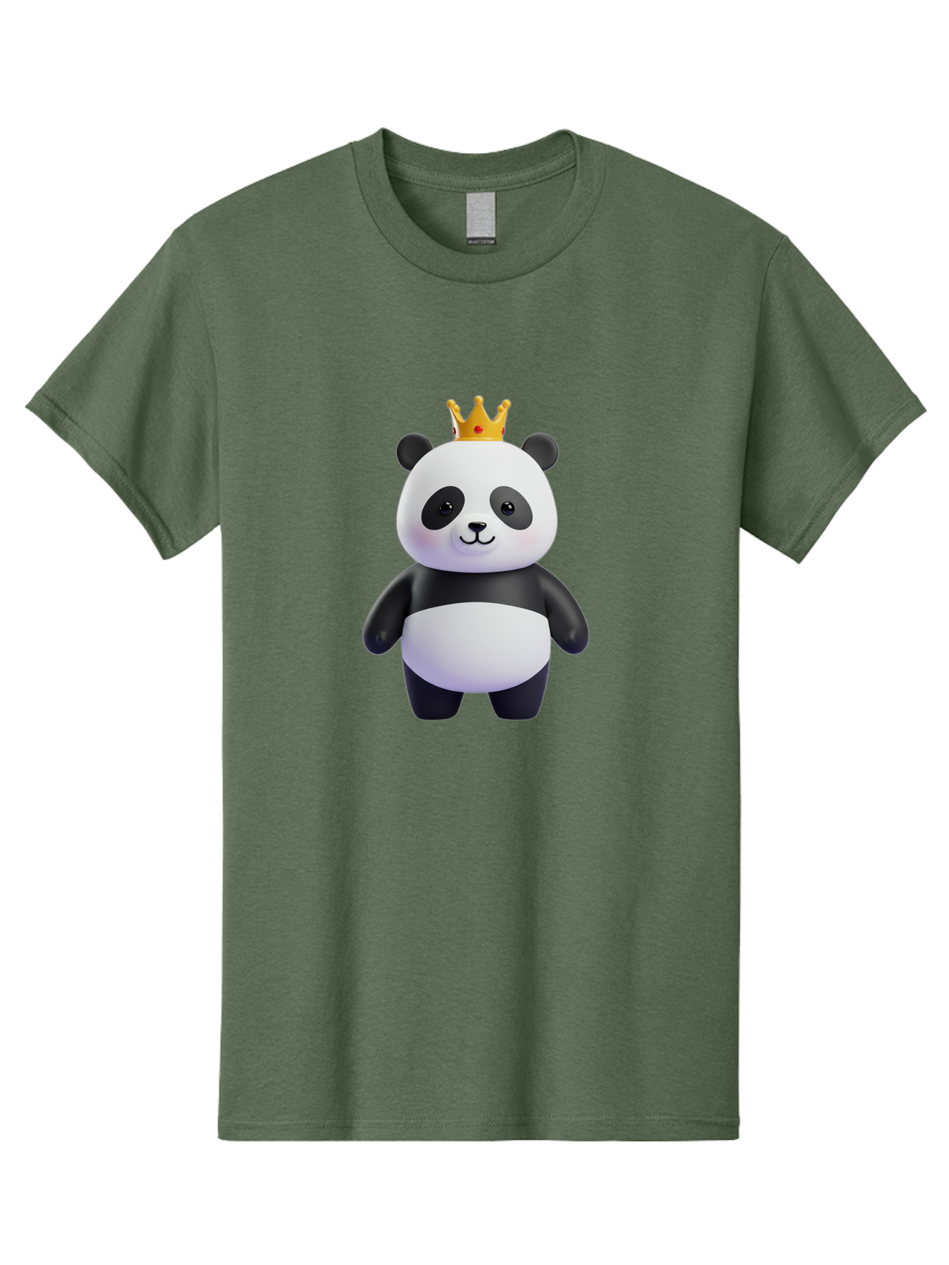 Panda-With-Crown-3 Men'S Graphic Tee, 100% Cotton, Comfortable Casual Summer Wear, Machine Washable, Cartoon Panda Bear, Cute Illustration, Panda With Crown, Golden Crown, Kawaii Character, Adorable Animal, Black And White Panda, Funny Panda, Bae610