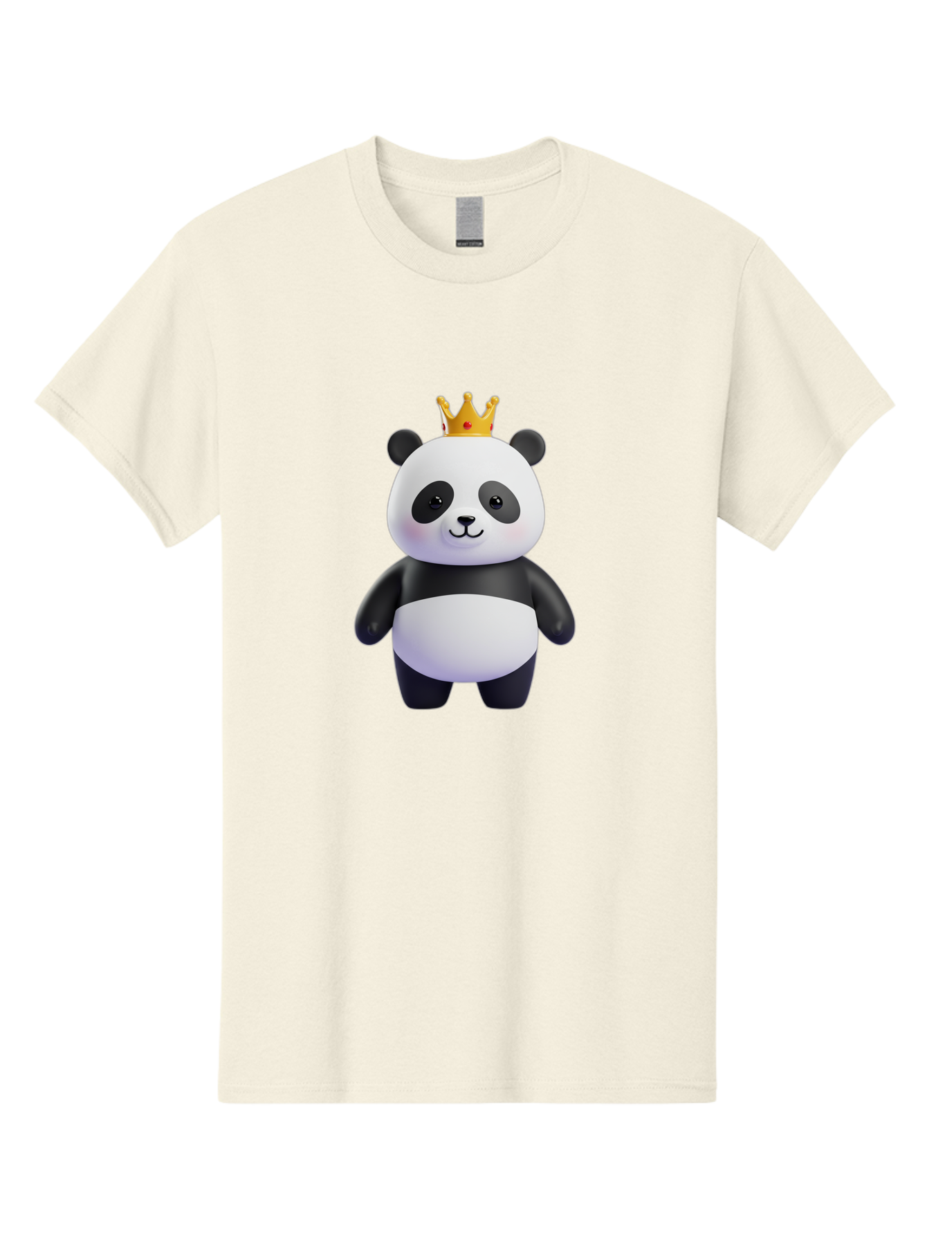 Panda-With-Crown-3 Men'S Graphic Tee, 100% Cotton, Comfortable Casual Summer Wear, Machine Washable, Cartoon Panda Bear, Cute Illustration, Panda With Crown, Golden Crown, Kawaii Character, Adorable Animal, Black And White Panda, Funny Panda, Bae610