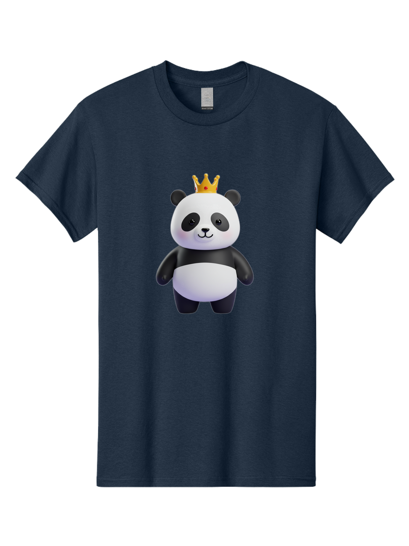 Panda-With-Crown-3 Men'S Graphic Tee, 100% Cotton, Comfortable Casual Summer Wear, Machine Washable, Cartoon Panda Bear, Cute Illustration, Panda With Crown, Golden Crown, Kawaii Character, Adorable Animal, Black And White Panda, Funny Panda, Bae610