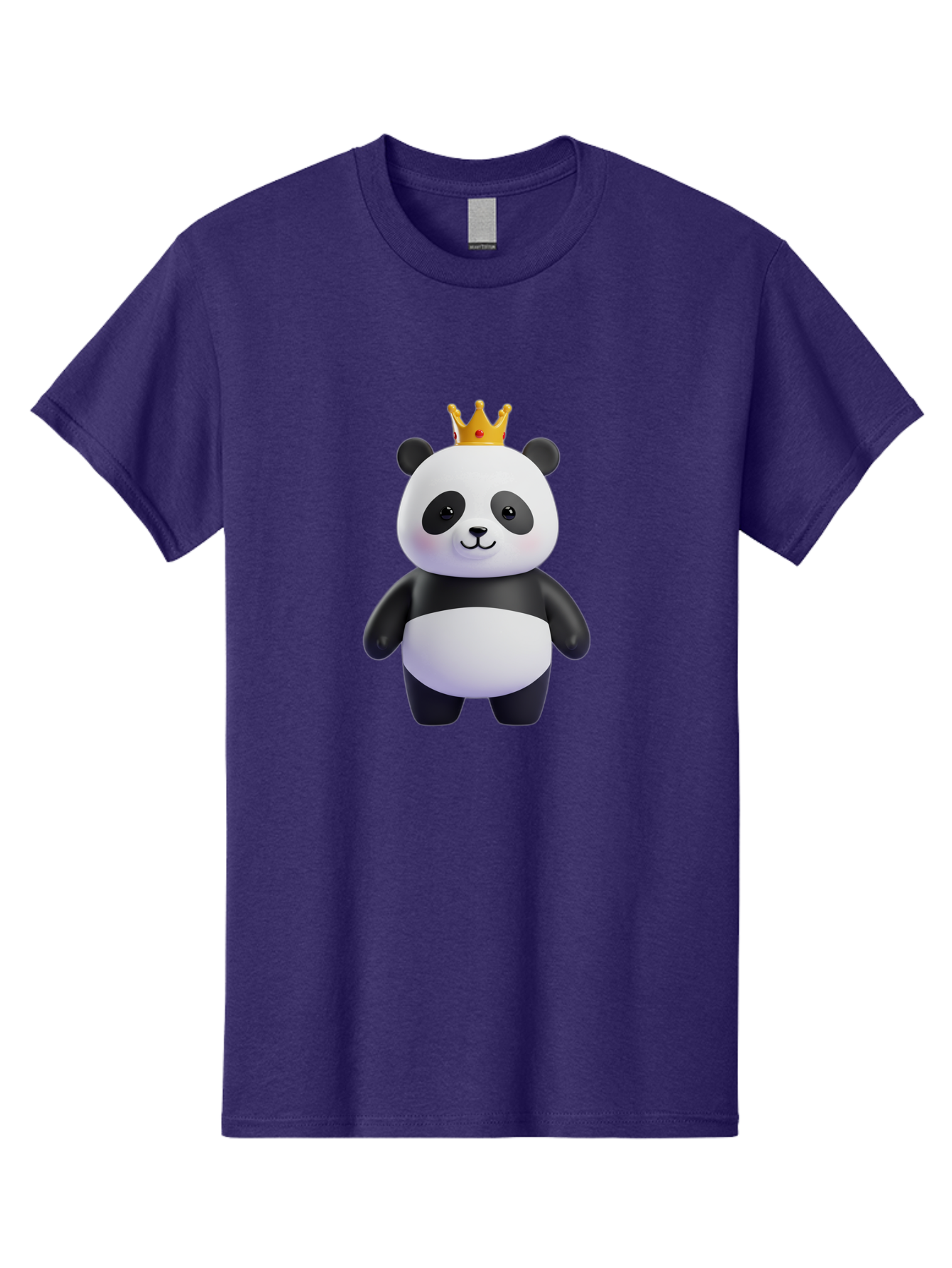 Panda-With-Crown-3 Men'S Graphic Tee, 100% Cotton, Comfortable Casual Summer Wear, Machine Washable, Cartoon Panda Bear, Cute Illustration, Panda With Crown, Golden Crown, Kawaii Character, Adorable Animal, Black And White Panda, Funny Panda, Bae610
