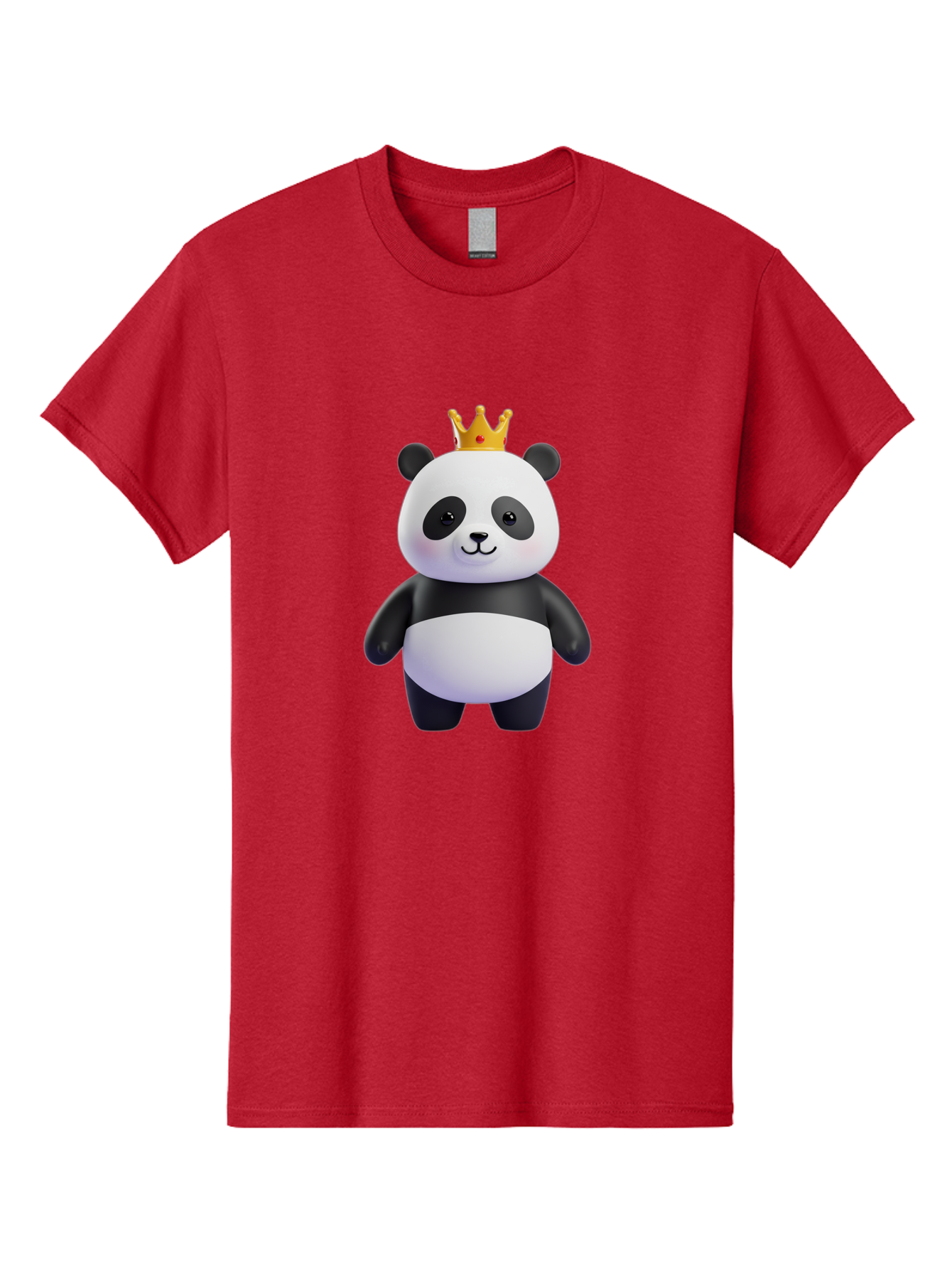 Panda-With-Crown-3 Men'S Graphic Tee, 100% Cotton, Comfortable Casual Summer Wear, Machine Washable, Cartoon Panda Bear, Cute Illustration, Panda With Crown, Golden Crown, Kawaii Character, Adorable Animal, Black And White Panda, Funny Panda, Bae610