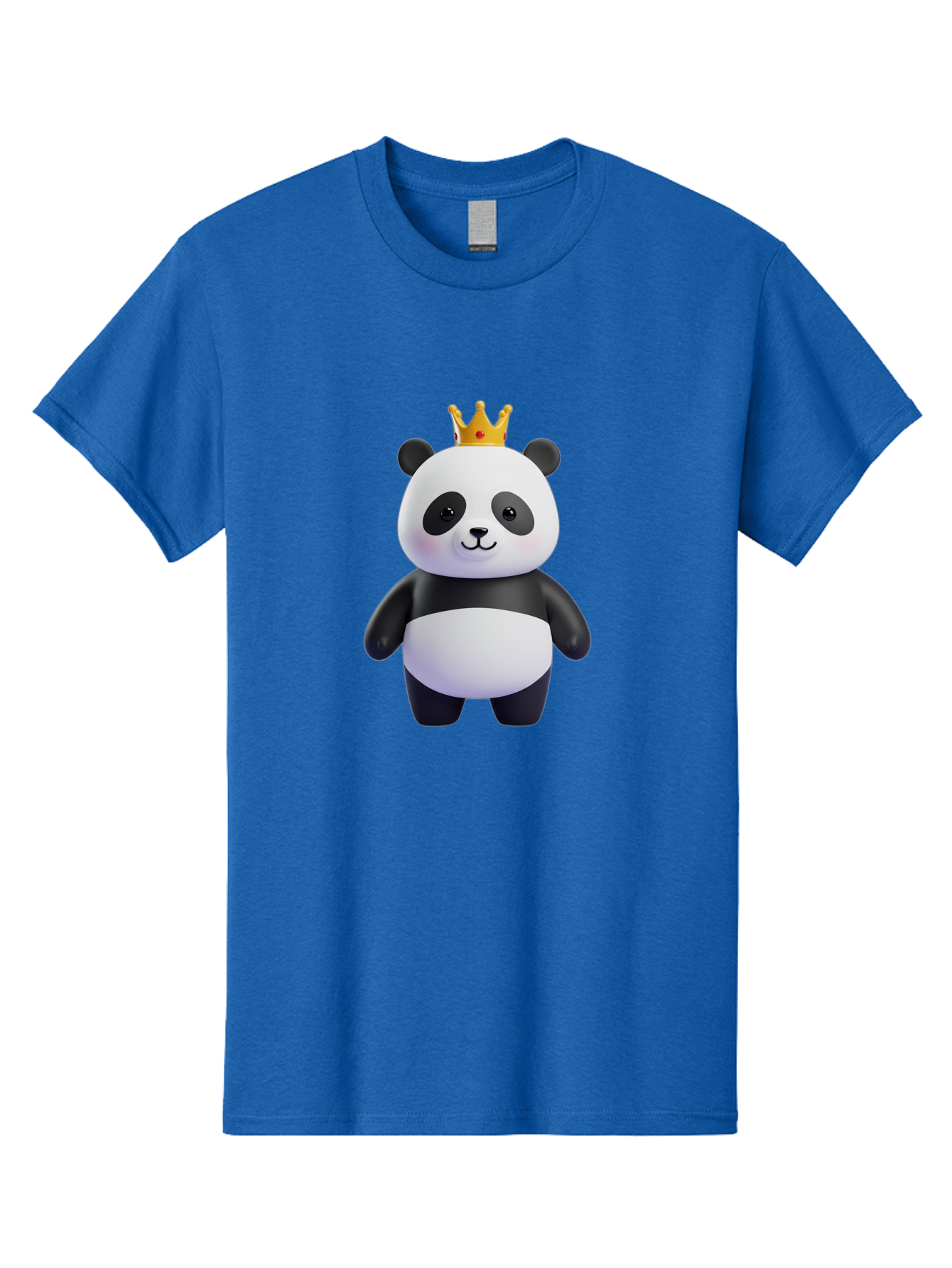 Panda-With-Crown-3 Men'S Graphic Tee, 100% Cotton, Comfortable Casual Summer Wear, Machine Washable, Cartoon Panda Bear, Cute Illustration, Panda With Crown, Golden Crown, Kawaii Character, Adorable Animal, Black And White Panda, Funny Panda, Bae610