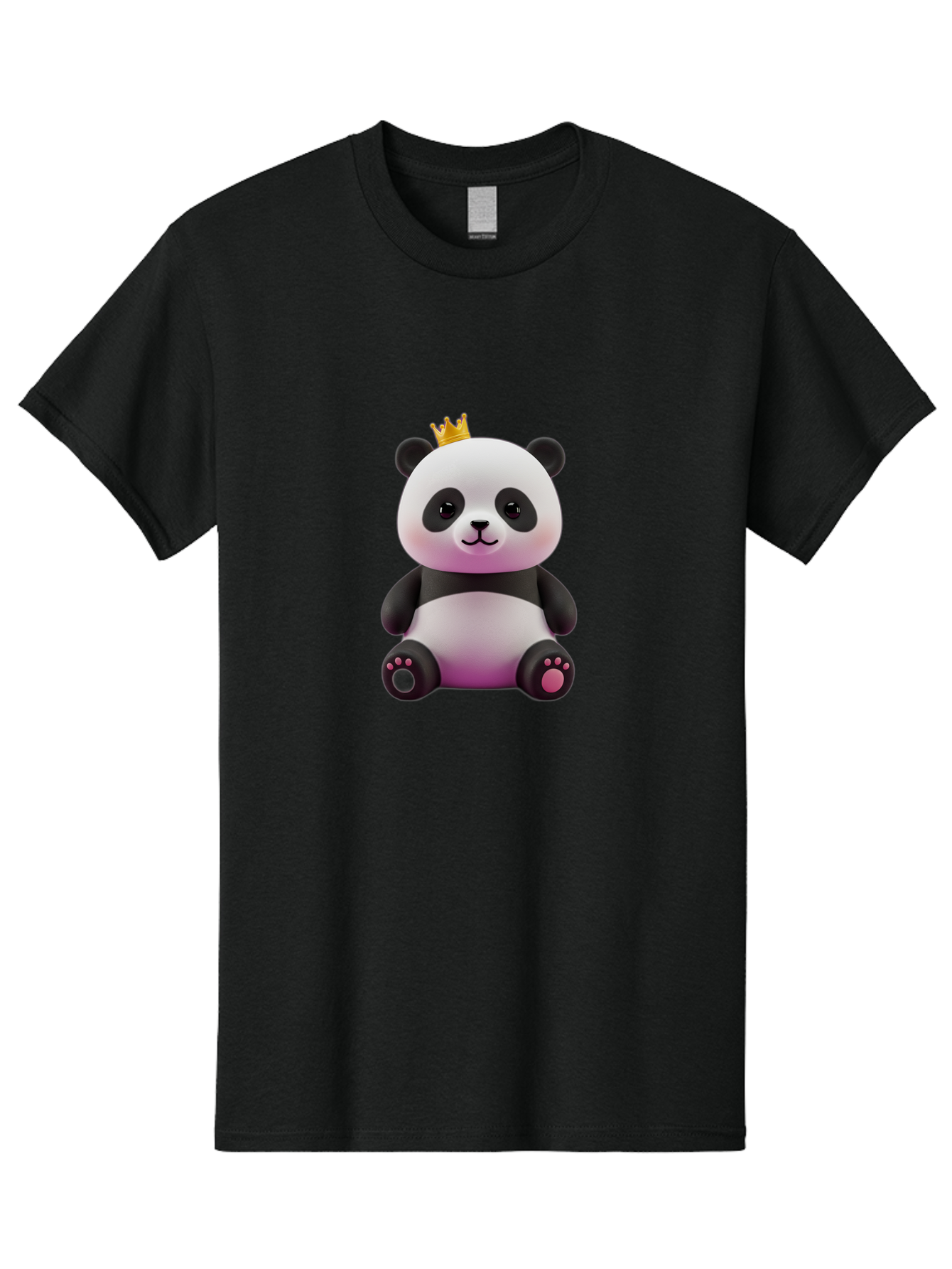 Panda-With-Crown-4 Men'S Graphic Tee, 100% Cotton, Comfortable Casual Summer Wear, Machine Washable, Cartoon Panda, Cute Animal, Kawaii Character, Adorable Bear, Crowned Panda, Digital Illustration, Fantasy Creature, Sitting Panda, Bae611