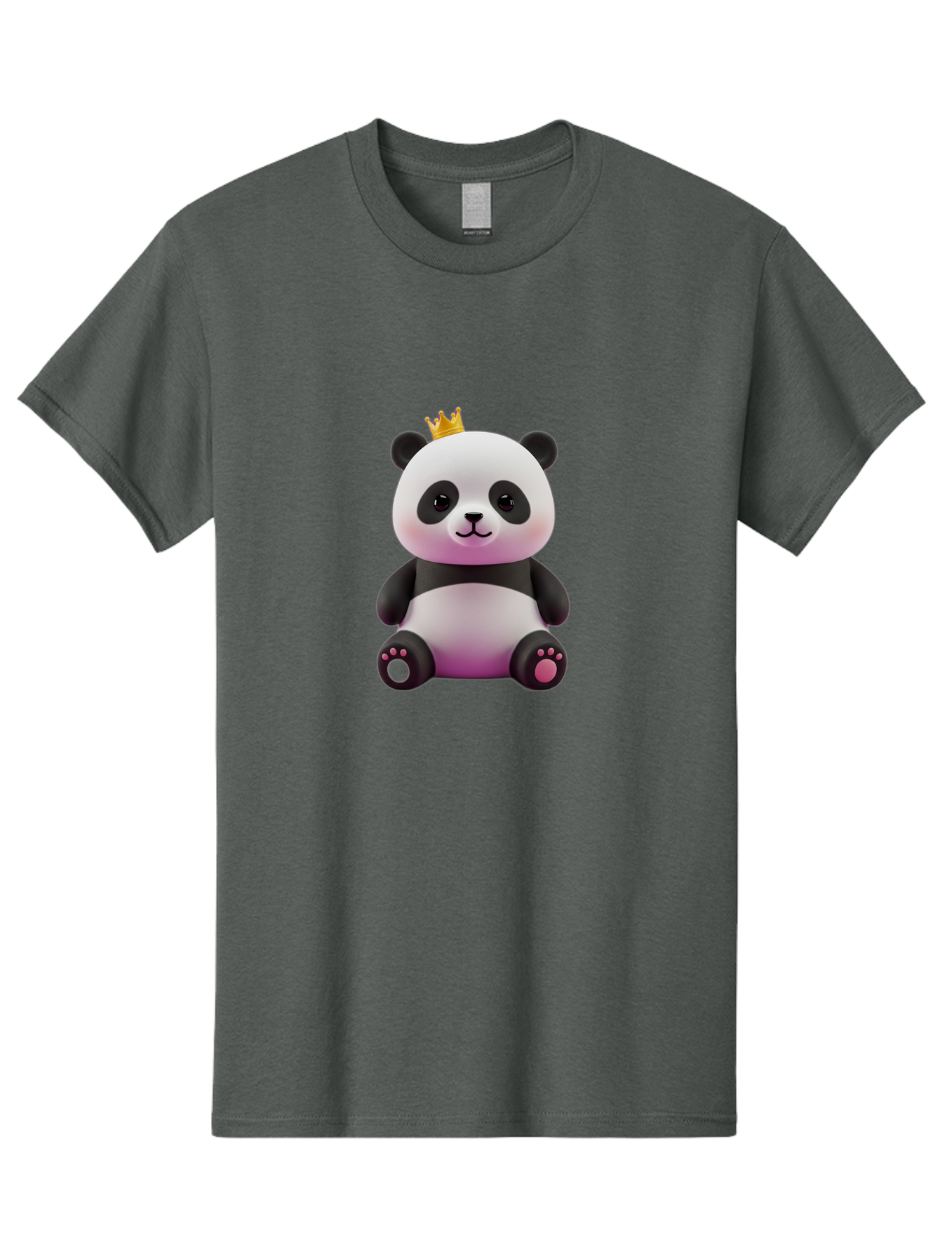 Panda-With-Crown-4 Men'S Graphic Tee, 100% Cotton, Comfortable Casual Summer Wear, Machine Washable, Cartoon Panda, Cute Animal, Kawaii Character, Adorable Bear, Crowned Panda, Digital Illustration, Fantasy Creature, Sitting Panda, Bae611