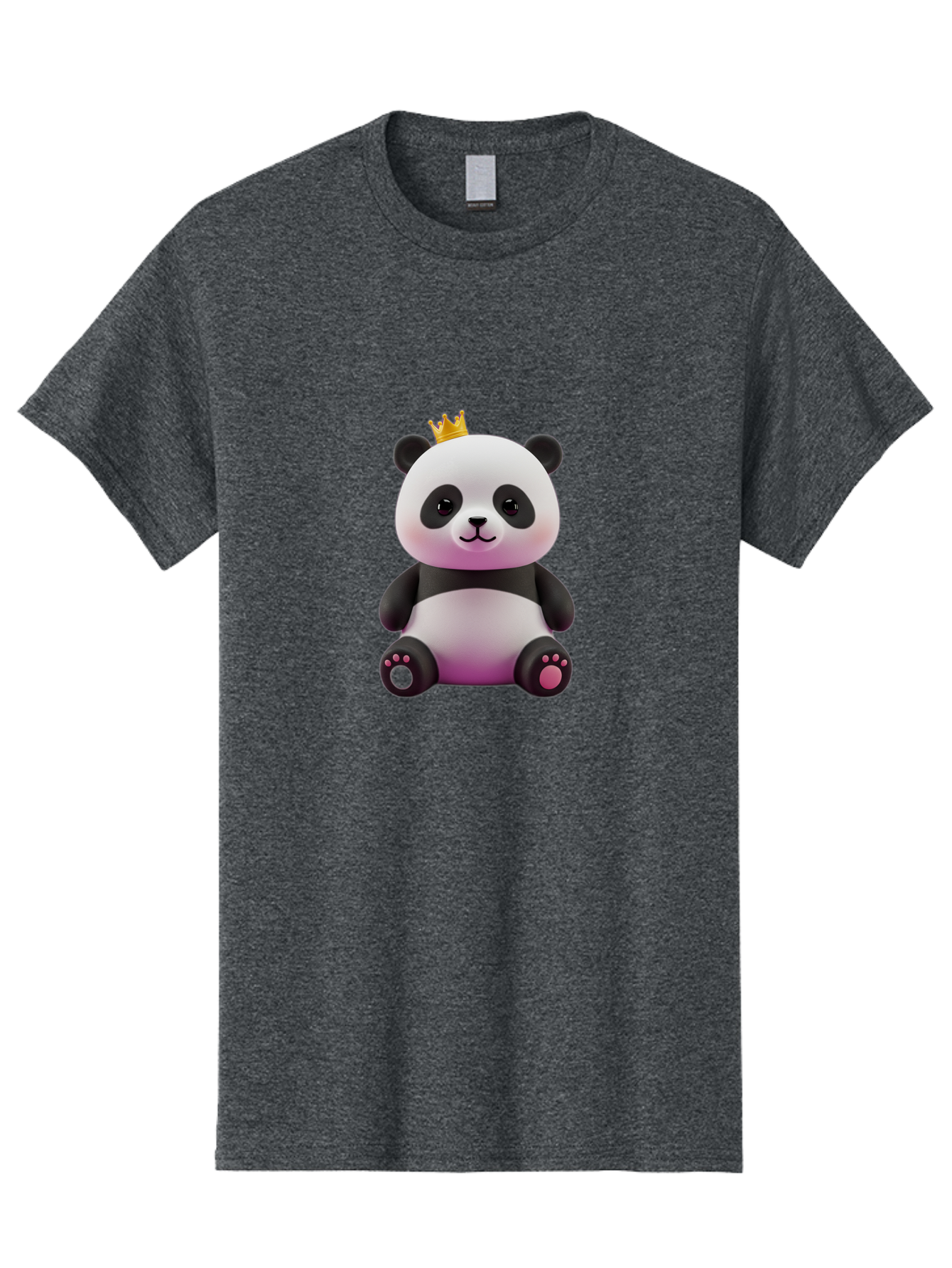 Panda-With-Crown-4 Men'S Graphic Tee, 100% Cotton, Comfortable Casual Summer Wear, Machine Washable, Cartoon Panda, Cute Animal, Kawaii Character, Adorable Bear, Crowned Panda, Digital Illustration, Fantasy Creature, Sitting Panda, Bae611