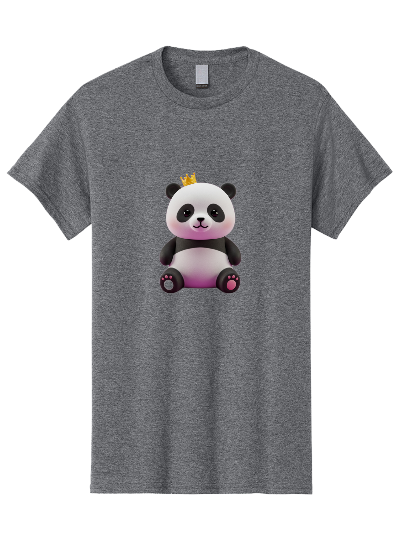 Panda-With-Crown-4 Men'S Graphic Tee, 100% Cotton, Comfortable Casual Summer Wear, Machine Washable, Cartoon Panda, Cute Animal, Kawaii Character, Adorable Bear, Crowned Panda, Digital Illustration, Fantasy Creature, Sitting Panda, Bae611