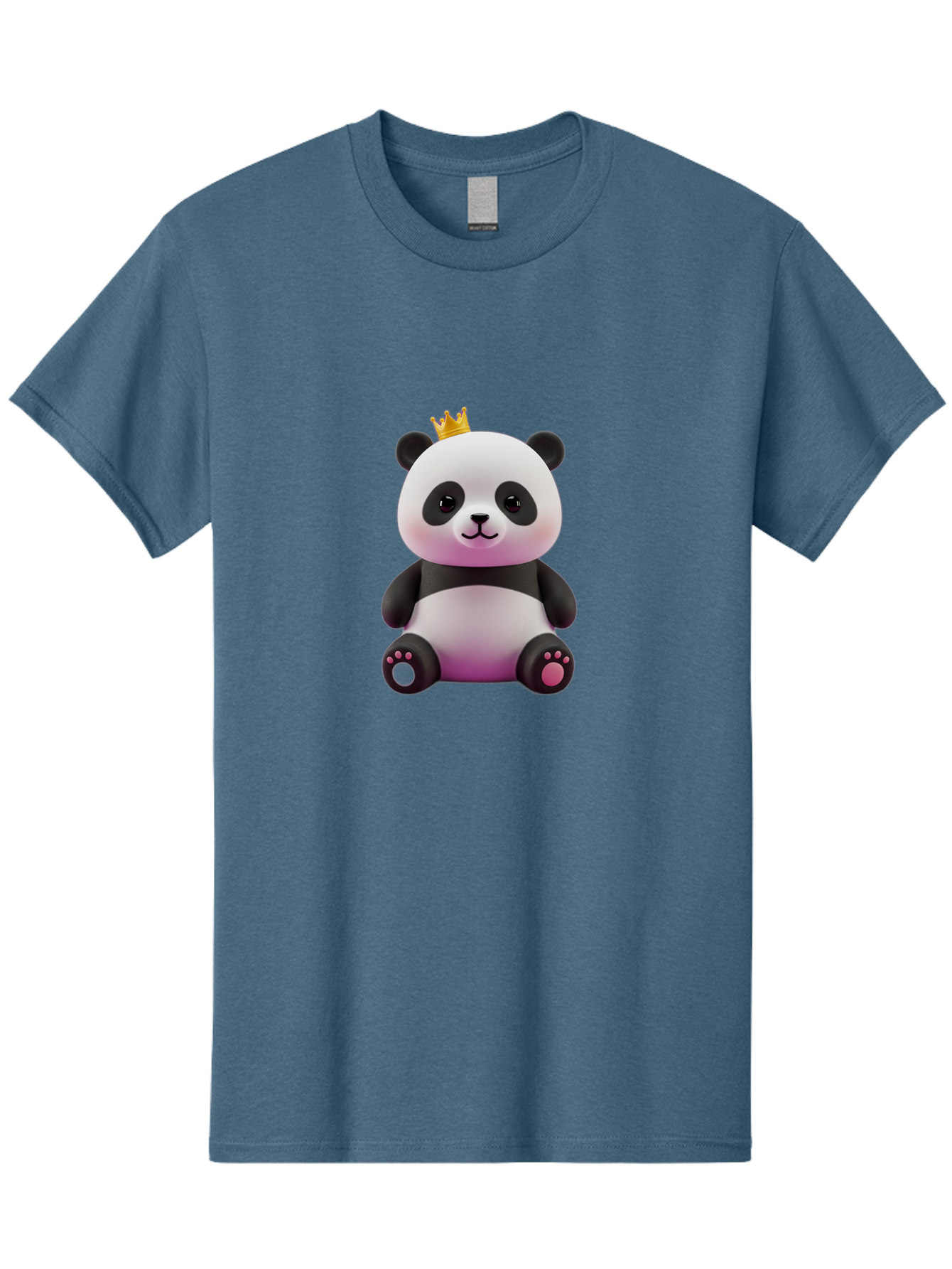 Panda-With-Crown-4 Men'S Graphic Tee, 100% Cotton, Comfortable Casual Summer Wear, Machine Washable, Cartoon Panda, Cute Animal, Kawaii Character, Adorable Bear, Crowned Panda, Digital Illustration, Fantasy Creature, Sitting Panda, Bae611