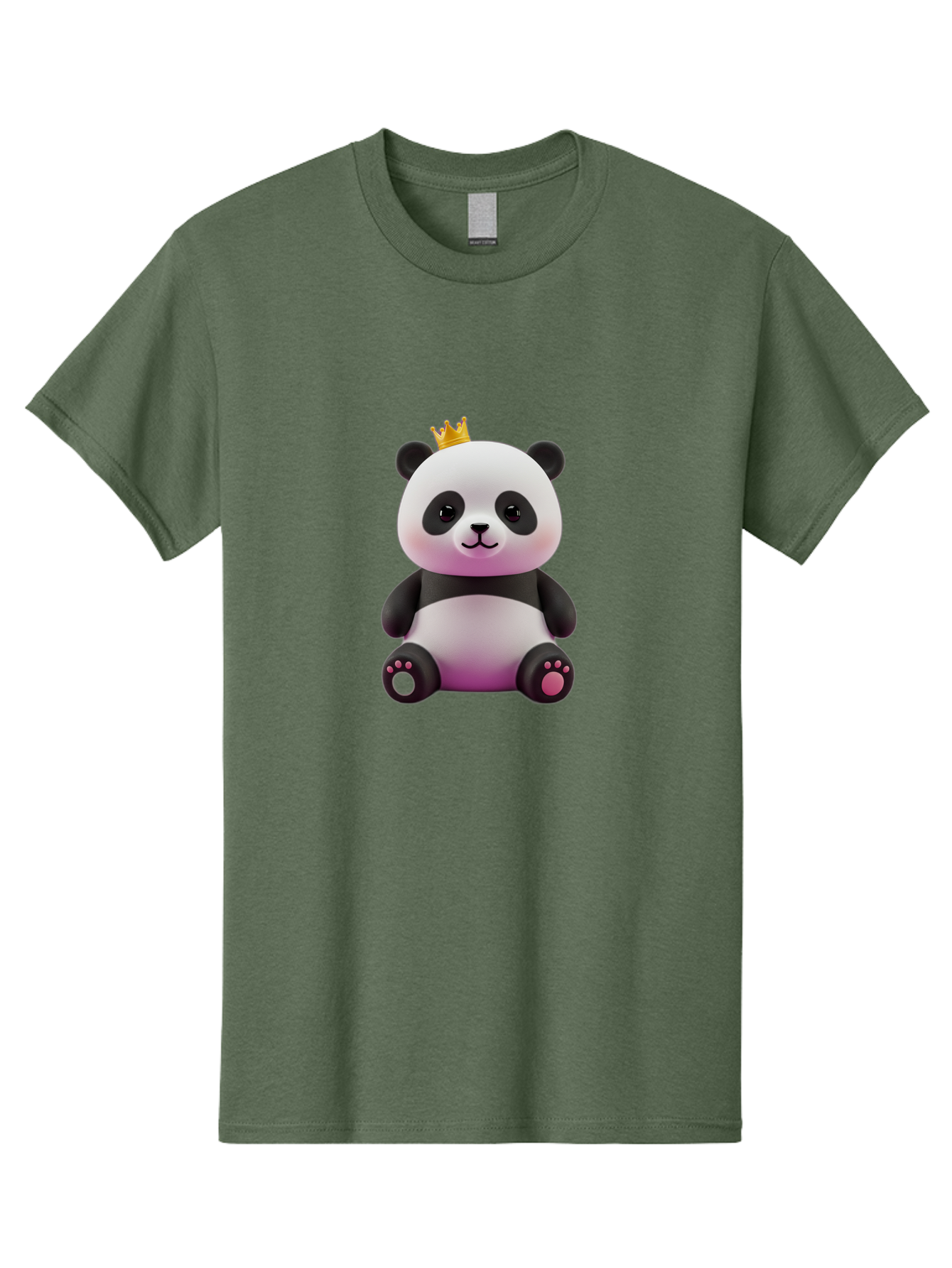 Panda-With-Crown-4 Men'S Graphic Tee, 100% Cotton, Comfortable Casual Summer Wear, Machine Washable, Cartoon Panda, Cute Animal, Kawaii Character, Adorable Bear, Crowned Panda, Digital Illustration, Fantasy Creature, Sitting Panda, Bae611