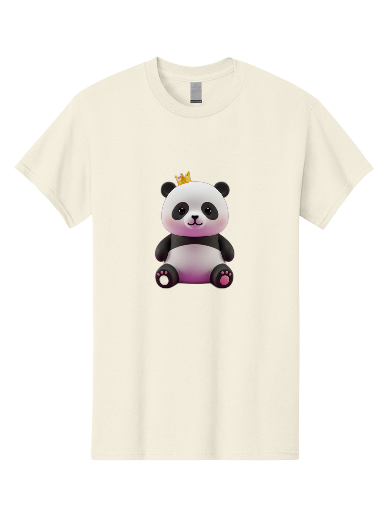 Panda-With-Crown-4 Men'S Graphic Tee, 100% Cotton, Comfortable Casual Summer Wear, Machine Washable, Cartoon Panda, Cute Animal, Kawaii Character, Adorable Bear, Crowned Panda, Digital Illustration, Fantasy Creature, Sitting Panda, Bae611