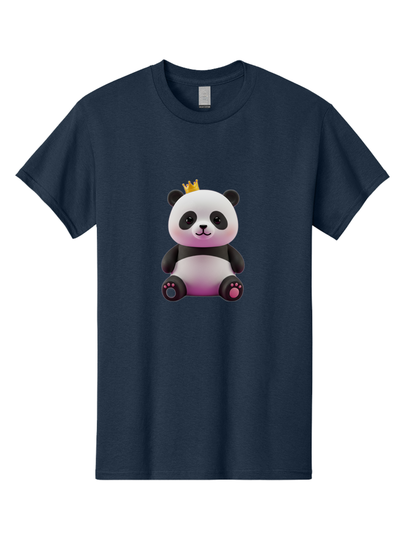 Panda-With-Crown-4 Men'S Graphic Tee, 100% Cotton, Comfortable Casual Summer Wear, Machine Washable, Cartoon Panda, Cute Animal, Kawaii Character, Adorable Bear, Crowned Panda, Digital Illustration, Fantasy Creature, Sitting Panda, Bae611