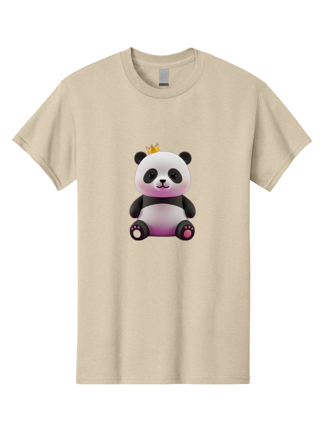 Panda-With-Crown-4 Men'S Graphic Tee, 100% Cotton, Comfortable Casual Summer Wear, Machine Washable, Cartoon Panda, Cute Animal, Kawaii Character, Adorable Bear, Crowned Panda, Digital Illustration, Fantasy Creature, Sitting Panda, Bae611