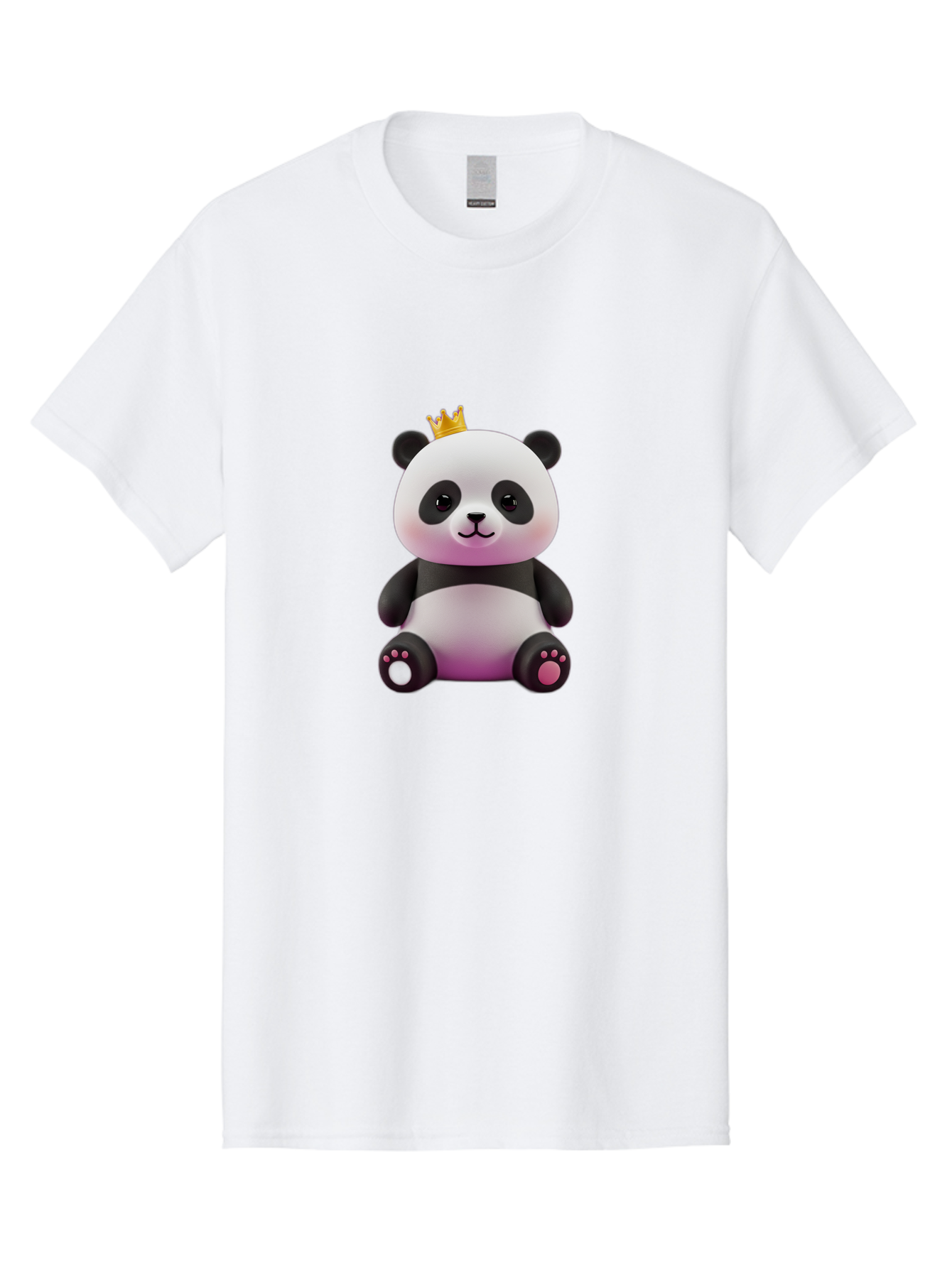 Panda-With-Crown-4 Men'S Graphic Tee, 100% Cotton, Comfortable Casual Summer Wear, Machine Washable, Cartoon Panda, Cute Animal, Kawaii Character, Adorable Bear, Crowned Panda, Digital Illustration, Fantasy Creature, Sitting Panda, Bae611