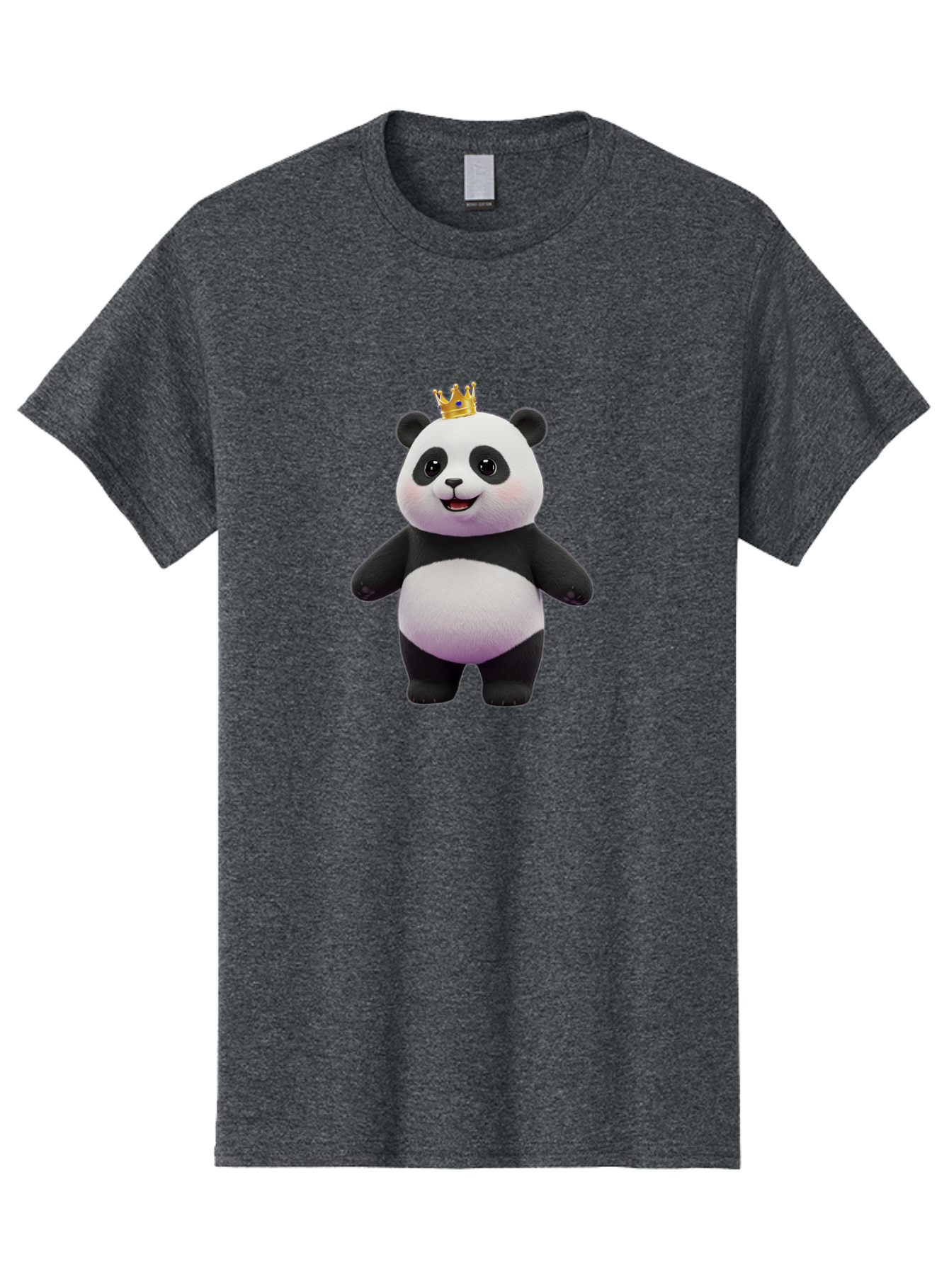 Panda-With-Crown-5 Men'S Graphic Tee, 100% Cotton, Comfortable Casual Summer Wear, Machine Washable, Cartoon Panda Bear, Cute Animal Character, Black And White Panda, Gold Crown, Regal Animal, Funny Cartoon, Adorable Creature, Bae612