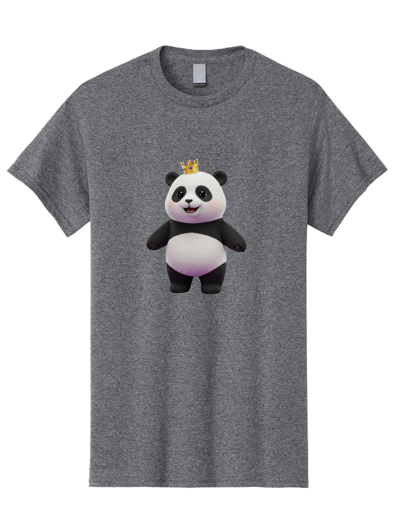 Panda-With-Crown-5 Men'S Graphic Tee, 100% Cotton, Comfortable Casual Summer Wear, Machine Washable, Cartoon Panda Bear, Cute Animal Character, Black And White Panda, Gold Crown, Regal Animal, Funny Cartoon, Adorable Creature, Bae612