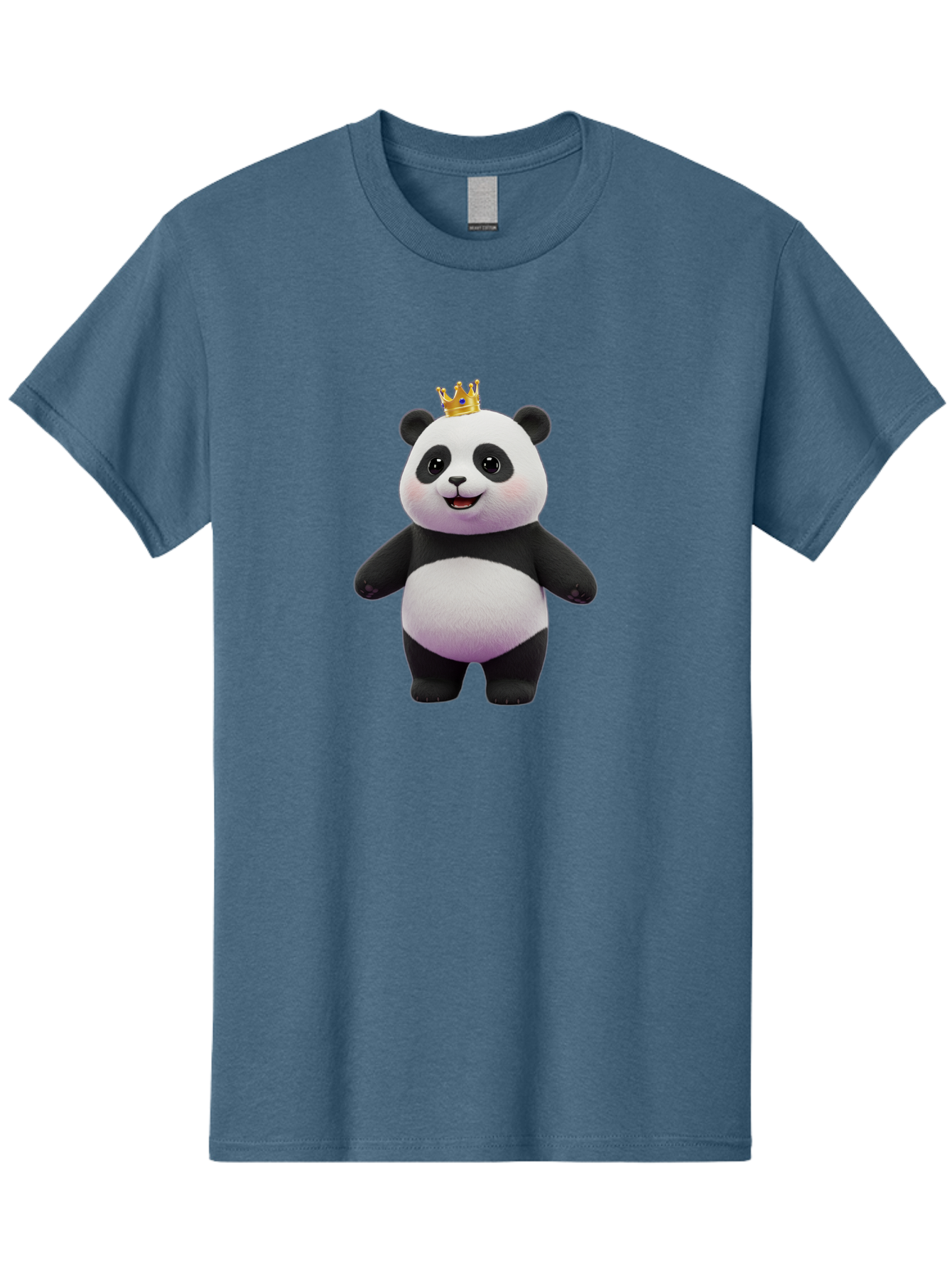 Panda-With-Crown-5 Men'S Graphic Tee, 100% Cotton, Comfortable Casual Summer Wear, Machine Washable, Cartoon Panda Bear, Cute Animal Character, Black And White Panda, Gold Crown, Regal Animal, Funny Cartoon, Adorable Creature, Bae612