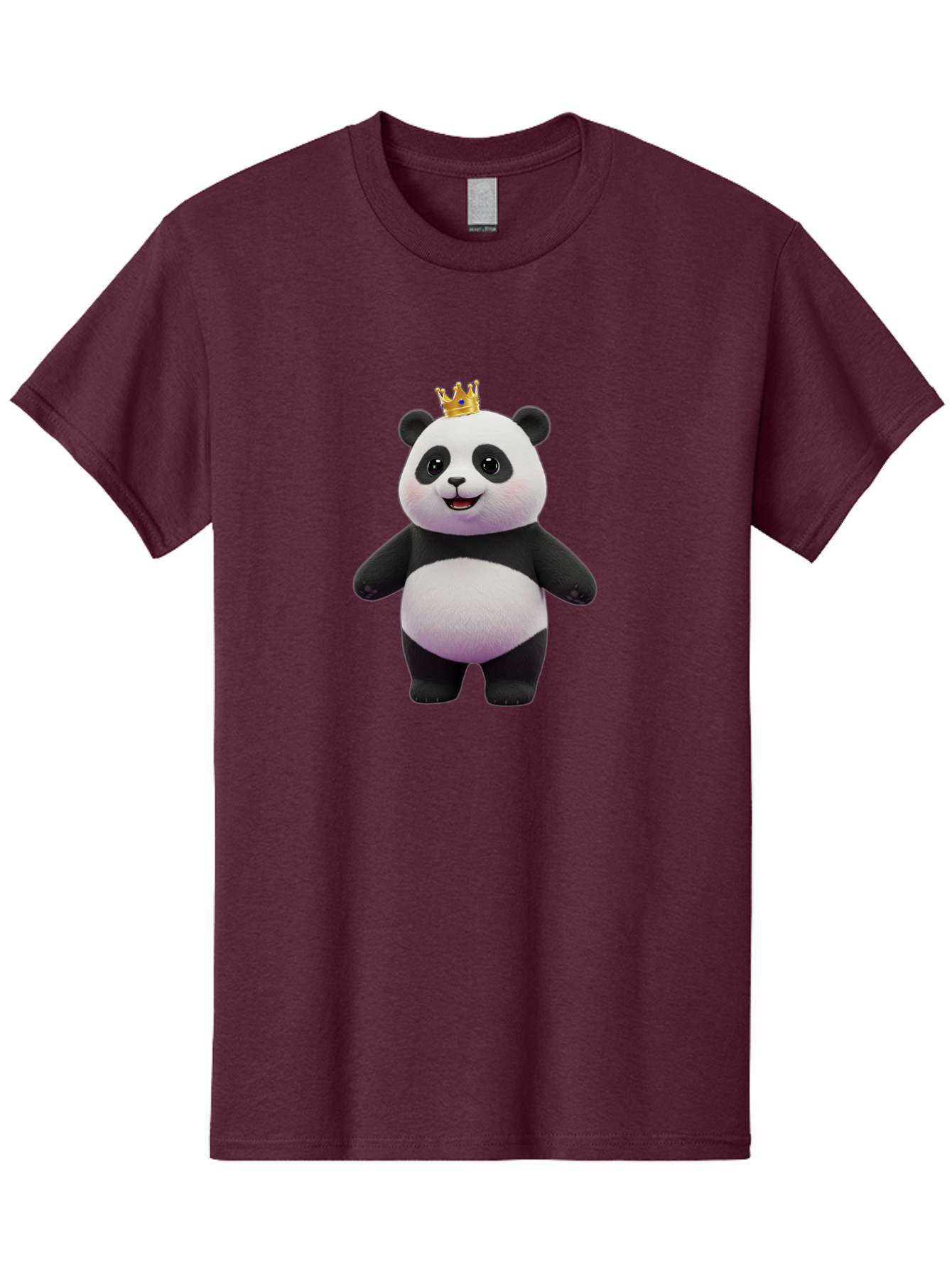 Panda-With-Crown-5 Men'S Graphic Tee, 100% Cotton, Comfortable Casual Summer Wear, Machine Washable, Cartoon Panda Bear, Cute Animal Character, Black And White Panda, Gold Crown, Regal Animal, Funny Cartoon, Adorable Creature, Bae612