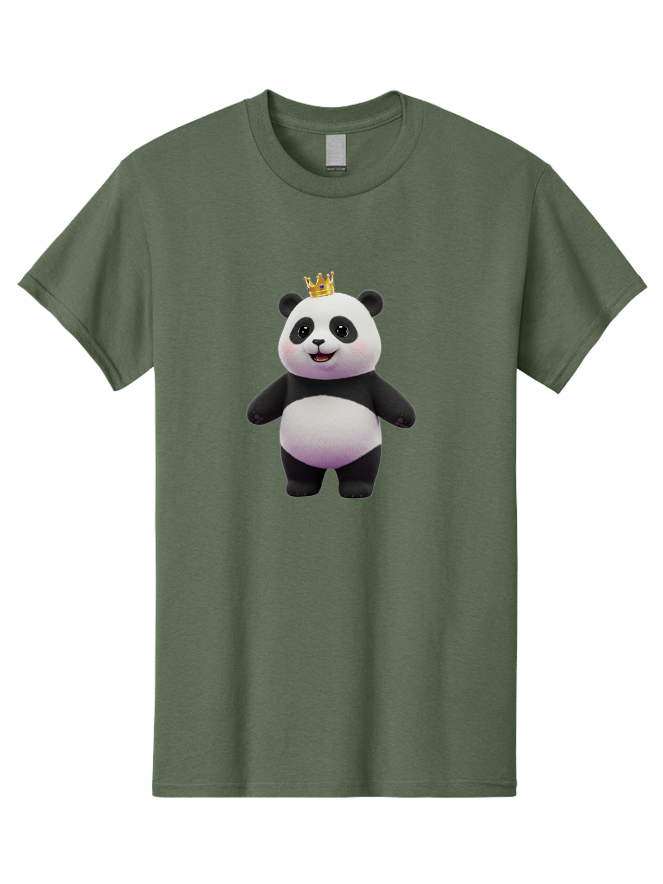Panda-With-Crown-5 Men'S Graphic Tee, 100% Cotton, Comfortable Casual Summer Wear, Machine Washable, Cartoon Panda Bear, Cute Animal Character, Black And White Panda, Gold Crown, Regal Animal, Funny Cartoon, Adorable Creature, Bae612