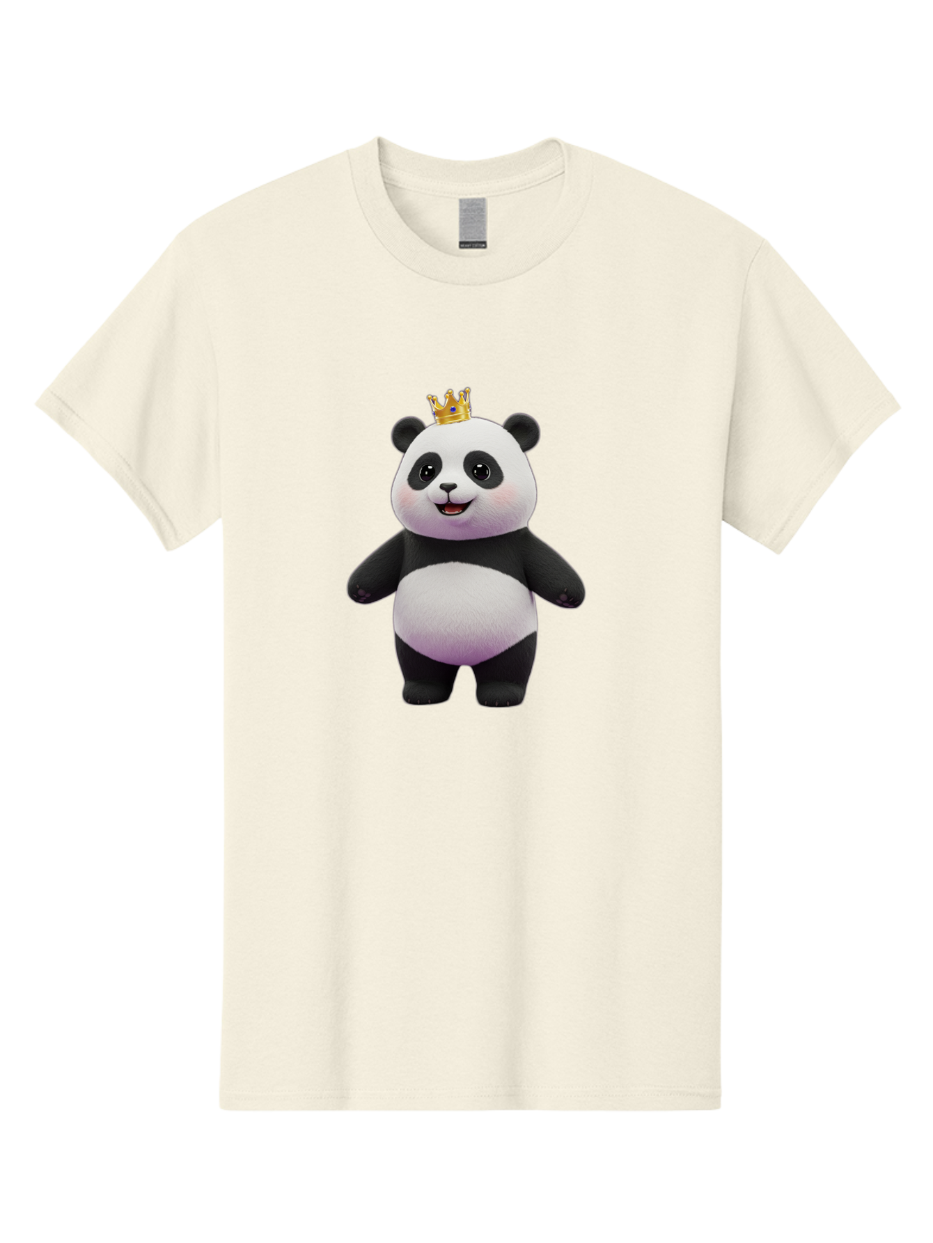 Panda-With-Crown-5 Men'S Graphic Tee, 100% Cotton, Comfortable Casual Summer Wear, Machine Washable, Cartoon Panda Bear, Cute Animal Character, Black And White Panda, Gold Crown, Regal Animal, Funny Cartoon, Adorable Creature, Bae612